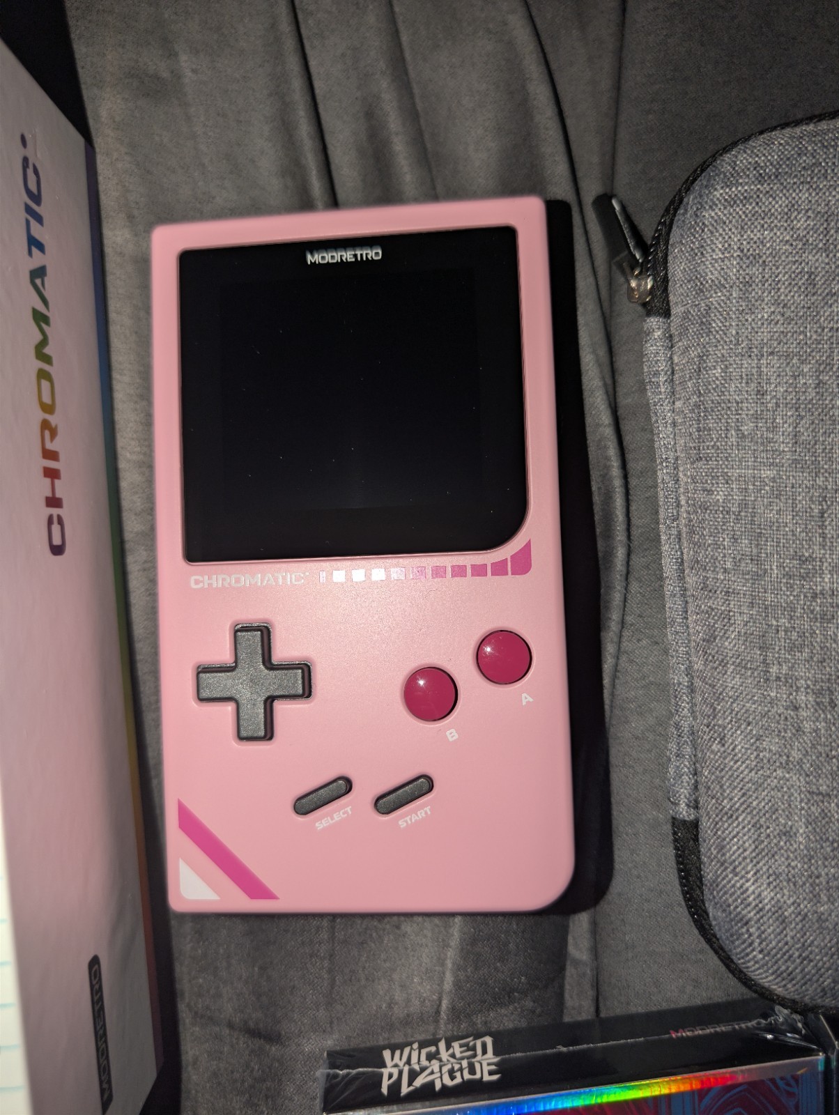 ModRetro CHROMATIC Gorilla Glass Pink, Wicked Plague Game, And Case