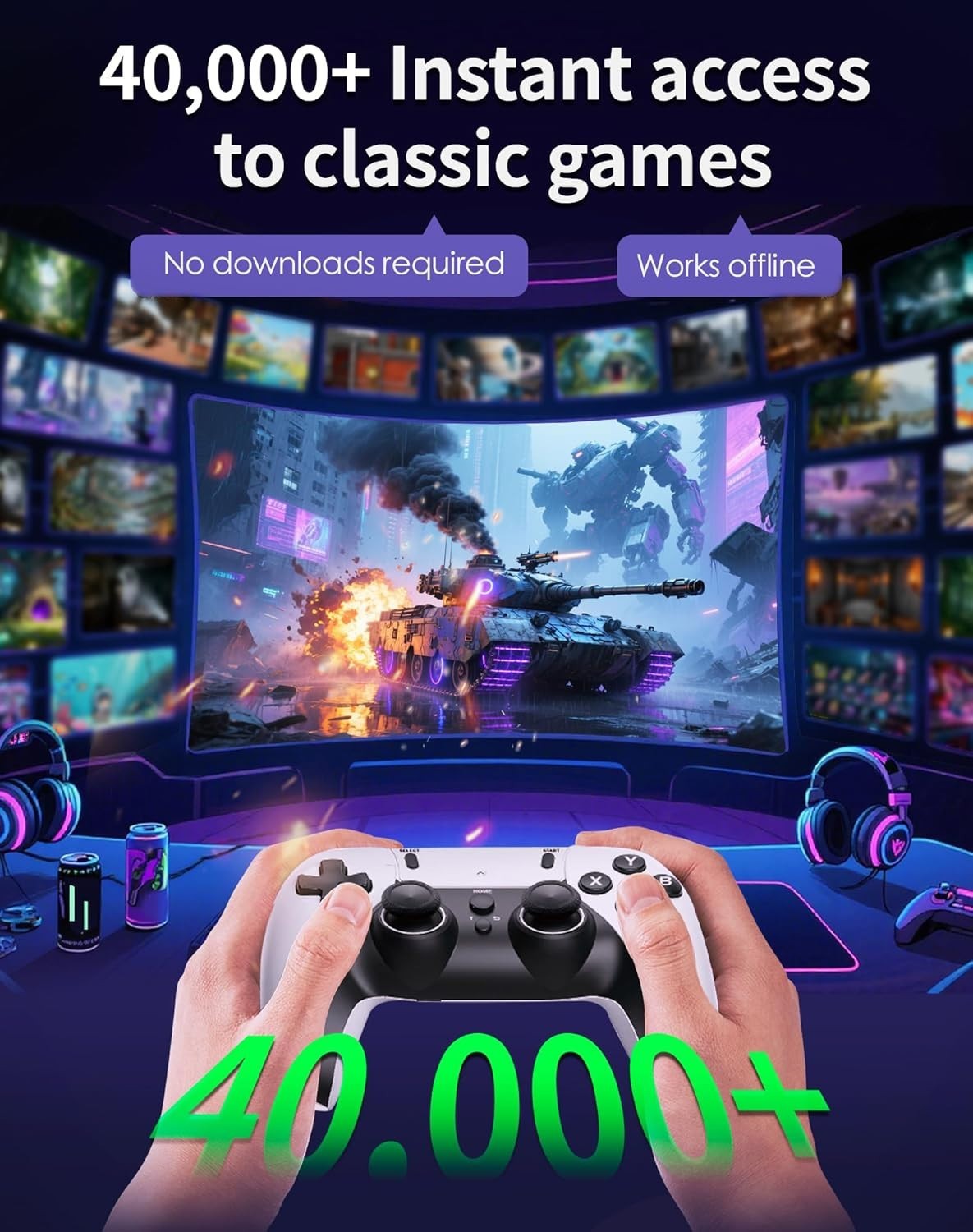 2026 Upgraded Retro Gaming Console Stick Pro, Video Games Stick with 4K HDMI Bui
