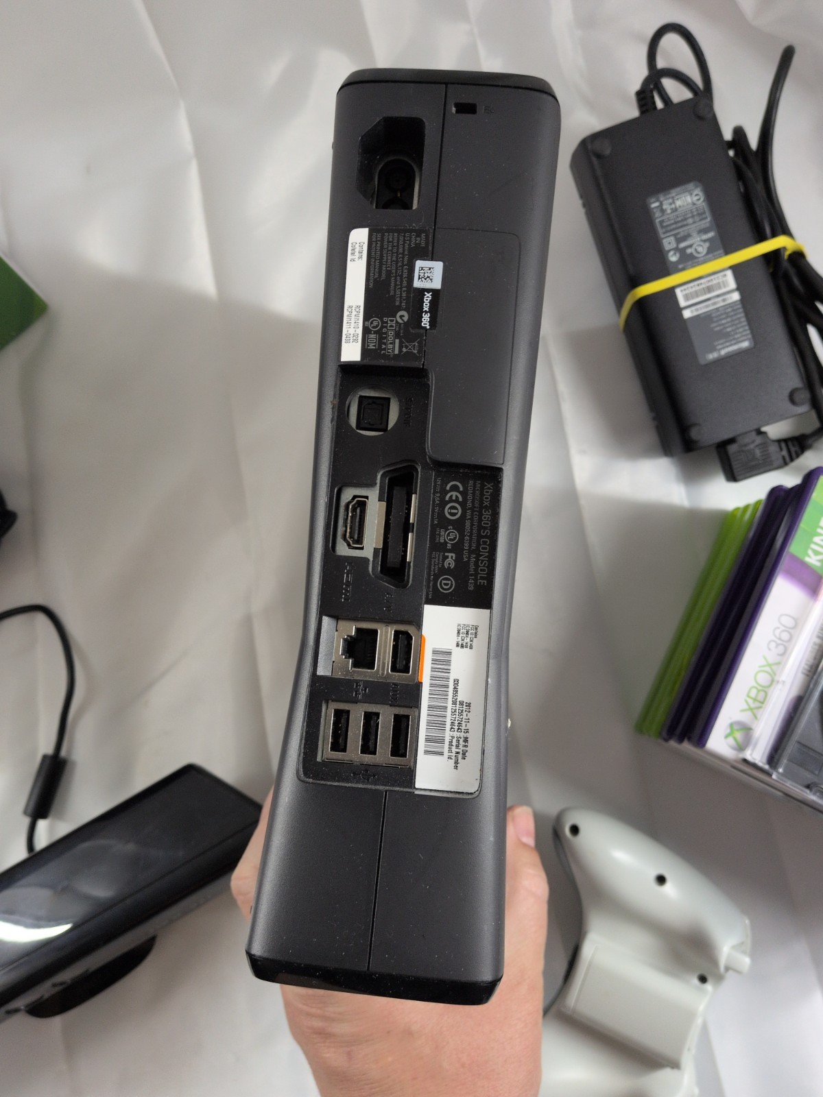 Microsoft Xbox 360 S 4GB Black Console with Power Cord, Kinect, and 9 Games