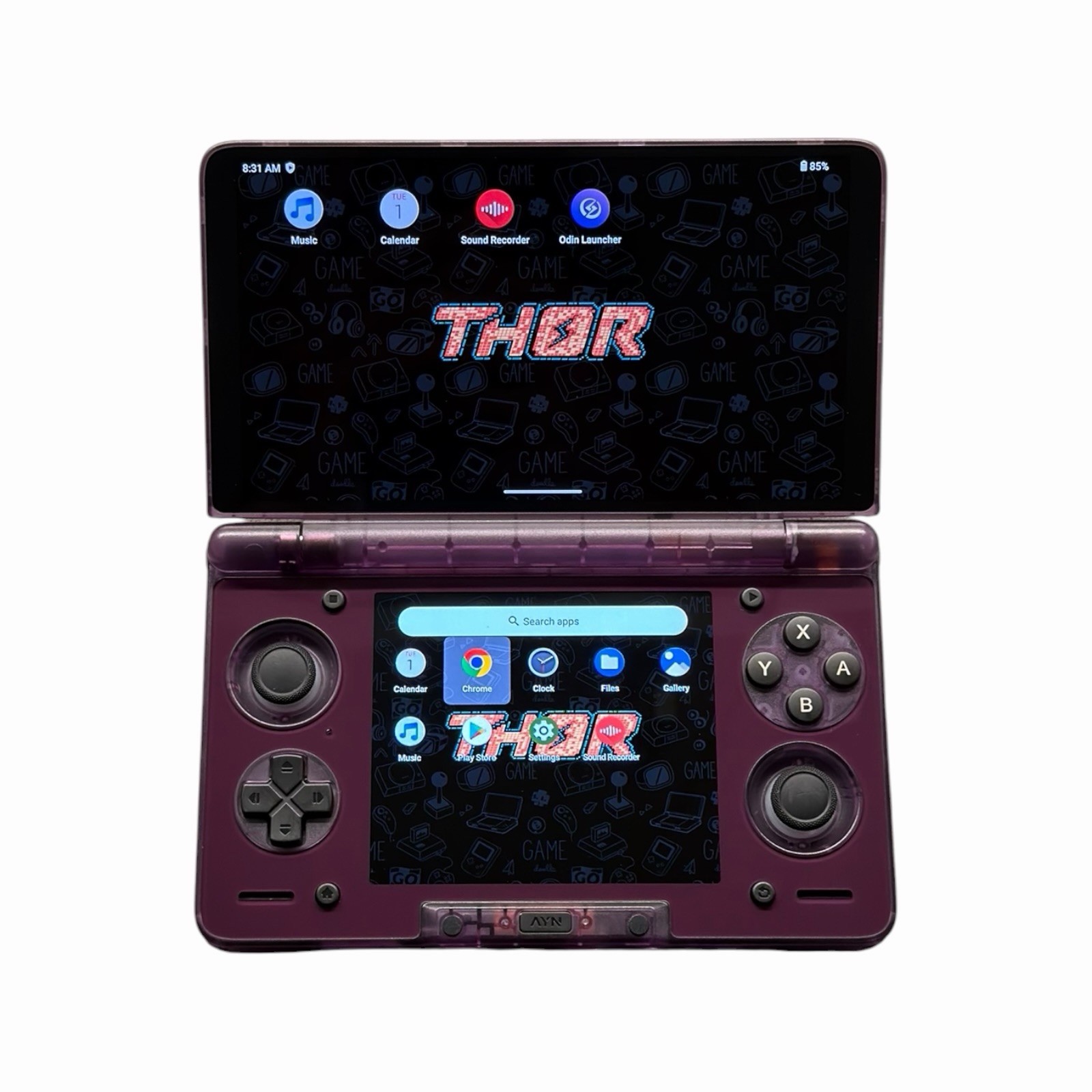 AYN Thor Pro Clear Purple Dual Screen Android Gaming Handheld 12GB RAM 256GB