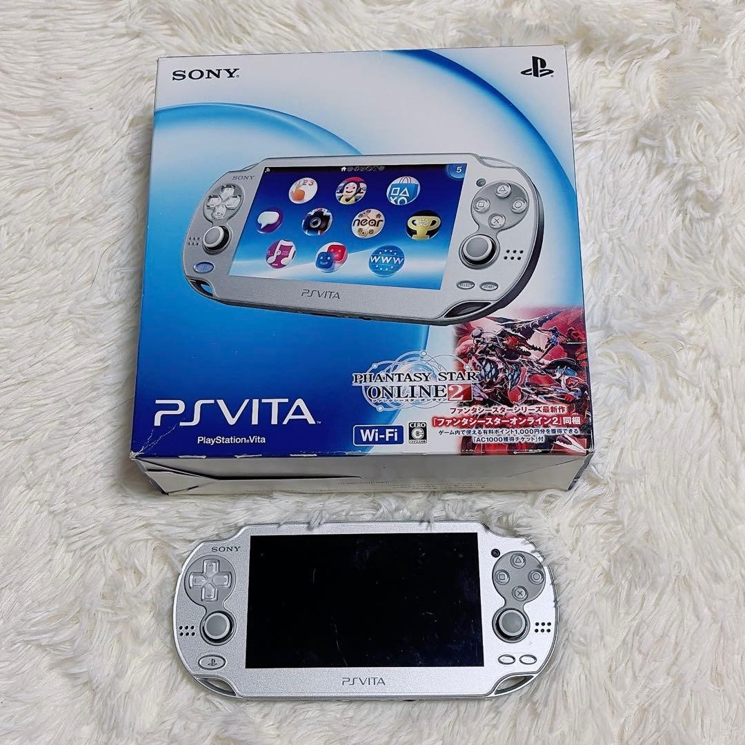 Sony PS Vita Console PCHJ-10007 Ice Silver with Box,Fantasy Star Online2 Limited