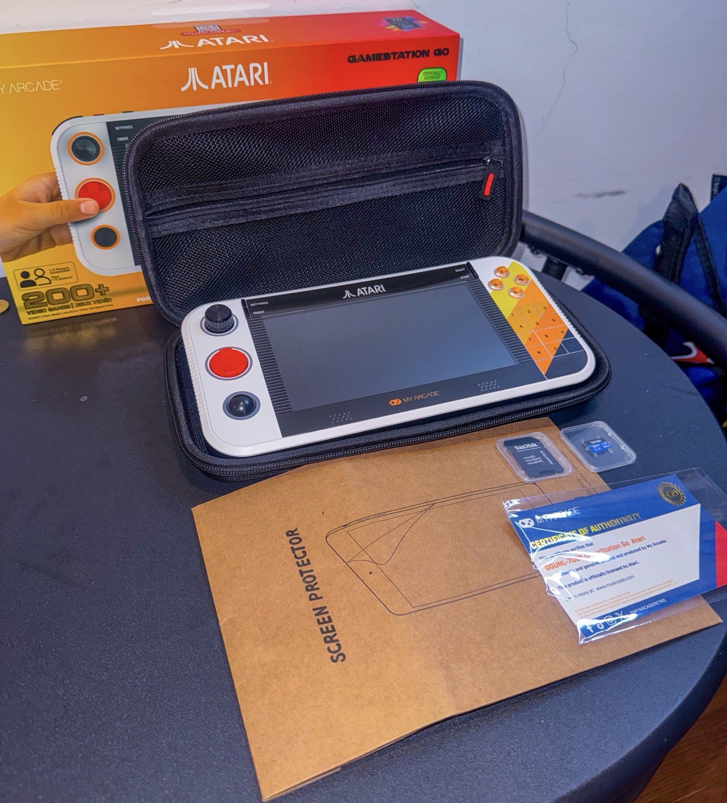 NEW Atari Gamestation GO Handheld Console/Case/Micro SD/Screen Protector