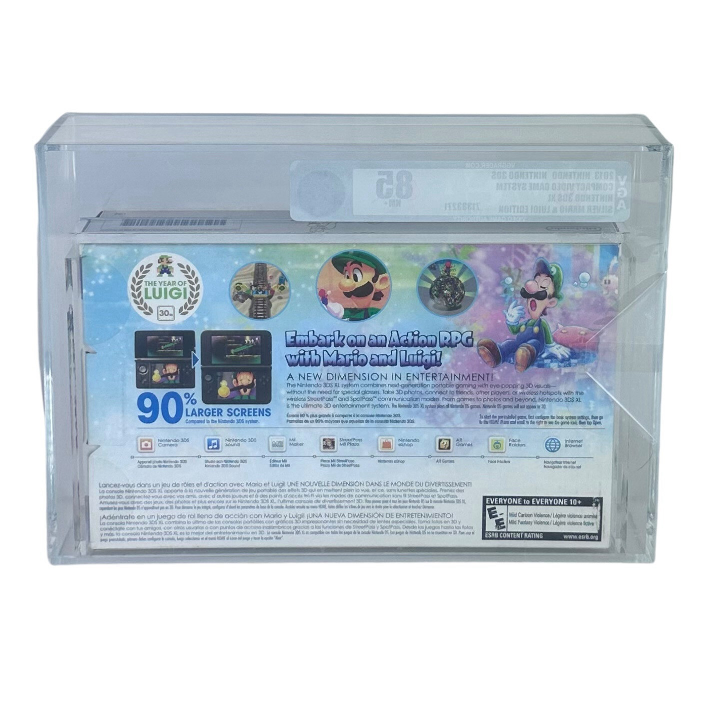 New Nintendo 3DS XL Silver Mario Luigi Dream Team Edition Console VGA 85 Graded