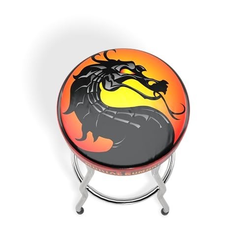 Arcade1Up Mortal Kombat II Adjustable Gaming Stool Chrome Steel Frame