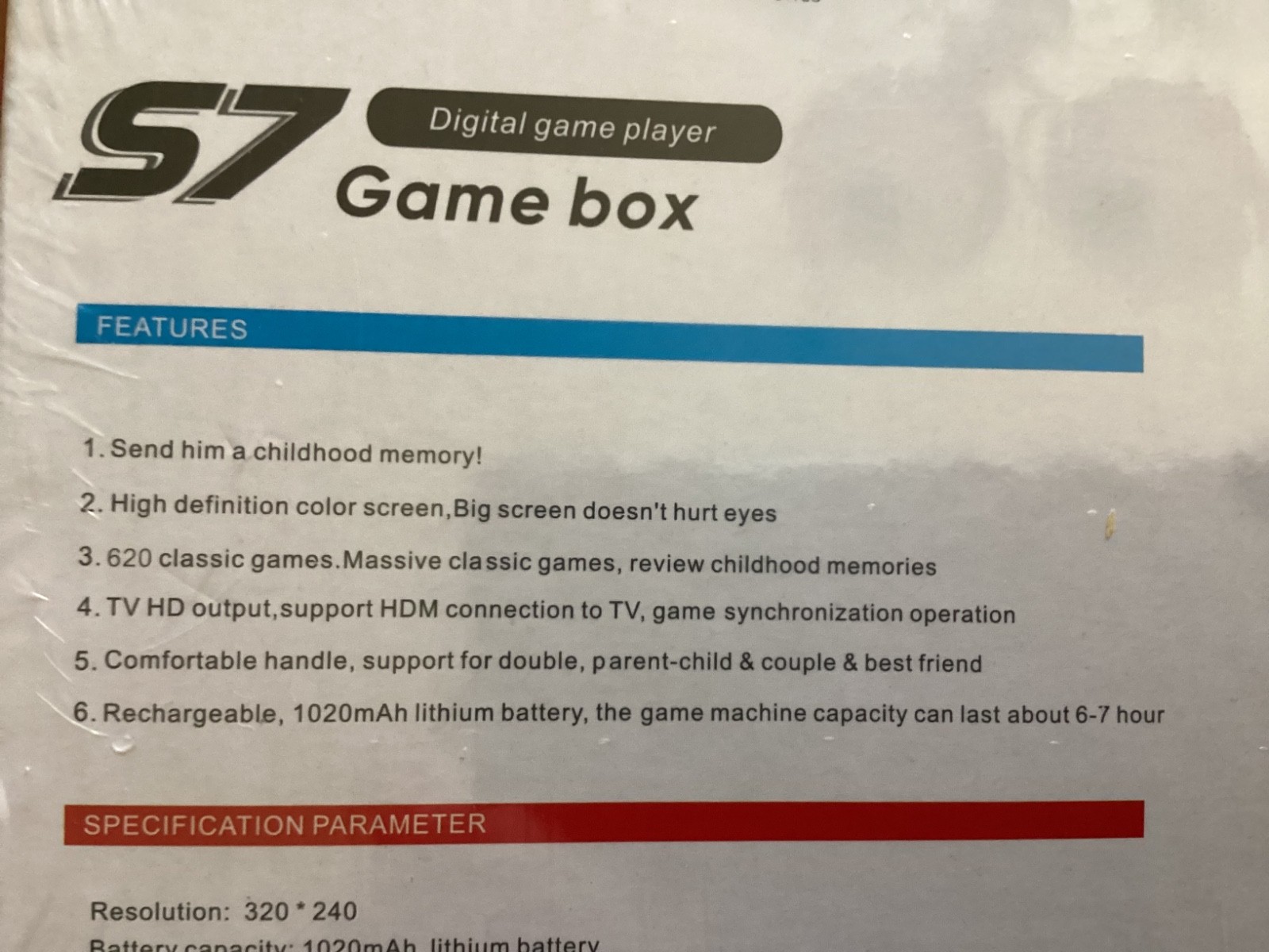 Handheld Retro Game Console S7 With 620 Built-In Games – New Also connects to TV