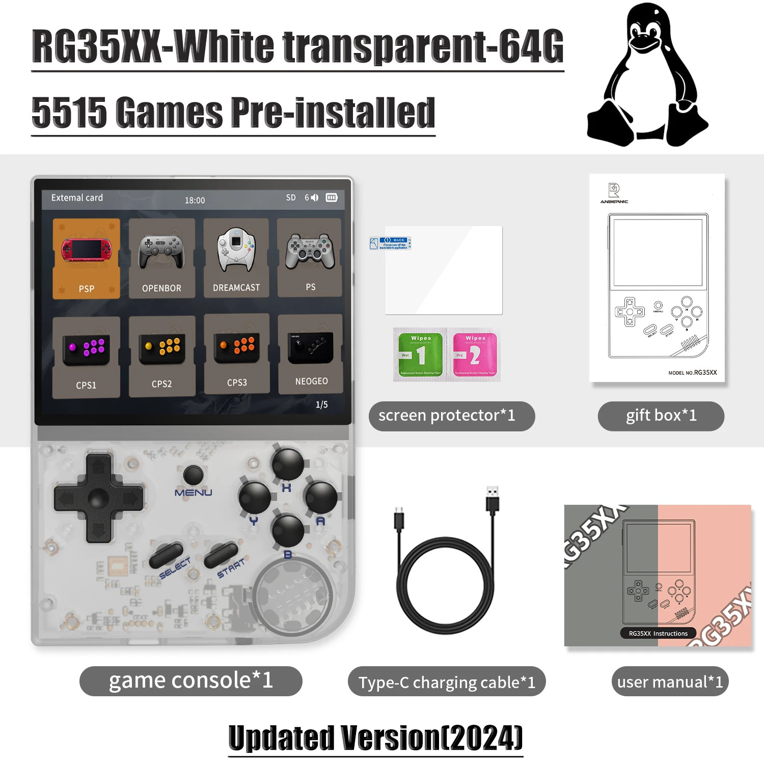 64 Bit RG 35XXPRO RG35XX plus Retro Handheld Game Player Built-In 64G TF 5K+ Cla