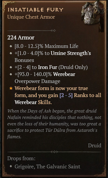 DIABLO 4🔥NEW SEASON🔥‍‍‍‍‍‍Unique Items ‍‍Insatiable Fury