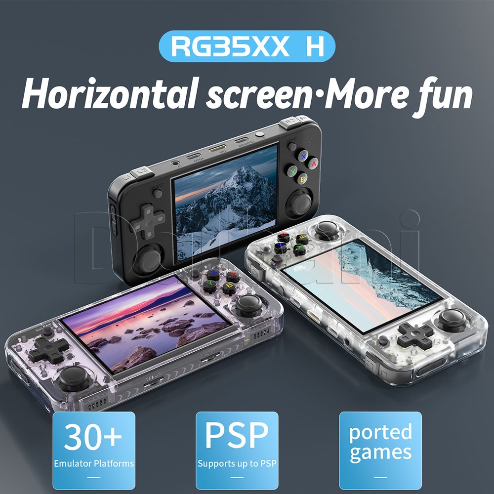 RG35XX H White Anbernic Retro Handheld Game Console Linux Transparent