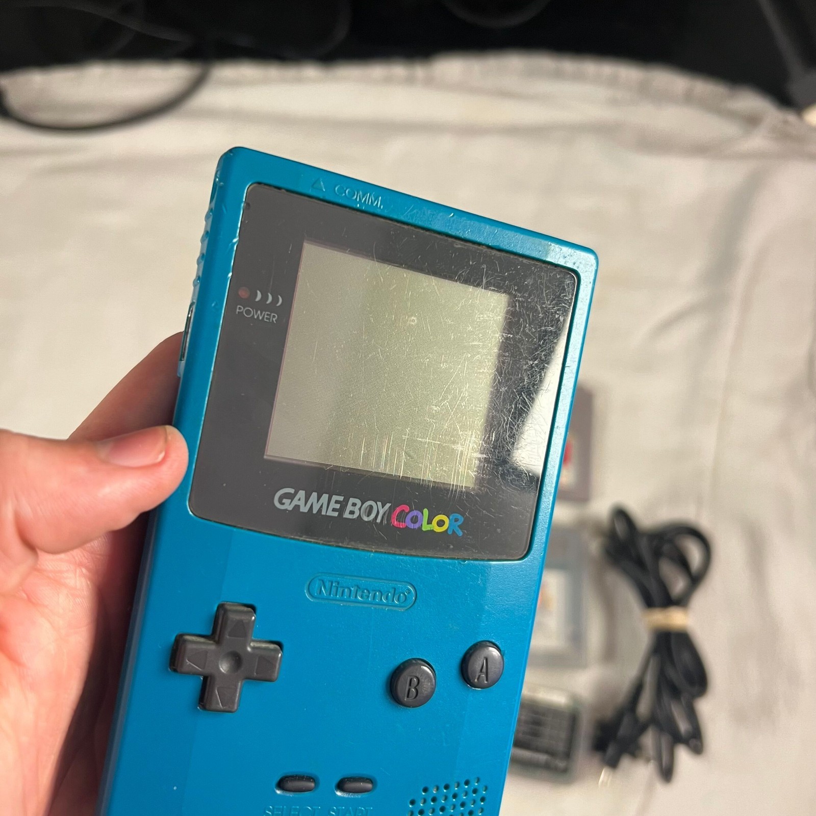 Nintendo Gameboy Boy Color Teal Blue Console CGB-001 2 Games & Accessories