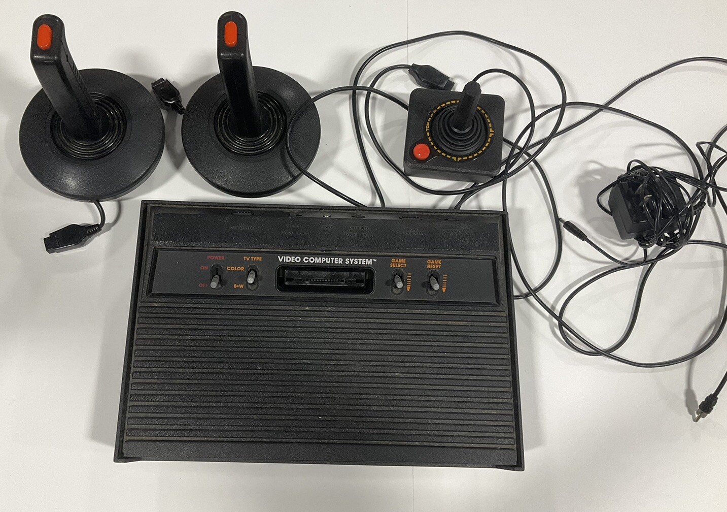 Atari 2600 With 32 Games 17 Of Them Have Manuals 3 Joysticks Video Game Holder