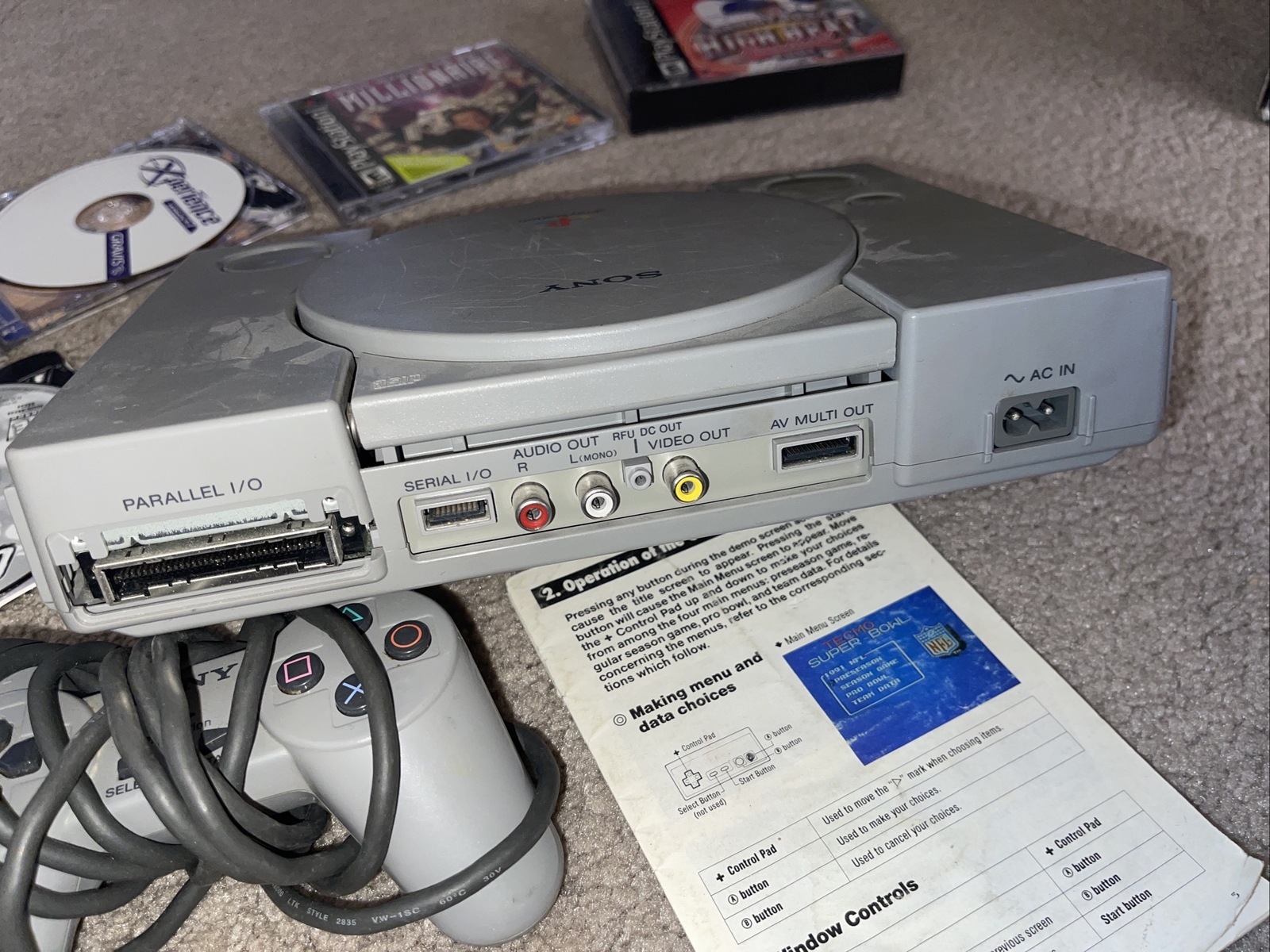 Play Station with games and remote/ no cords to hook up