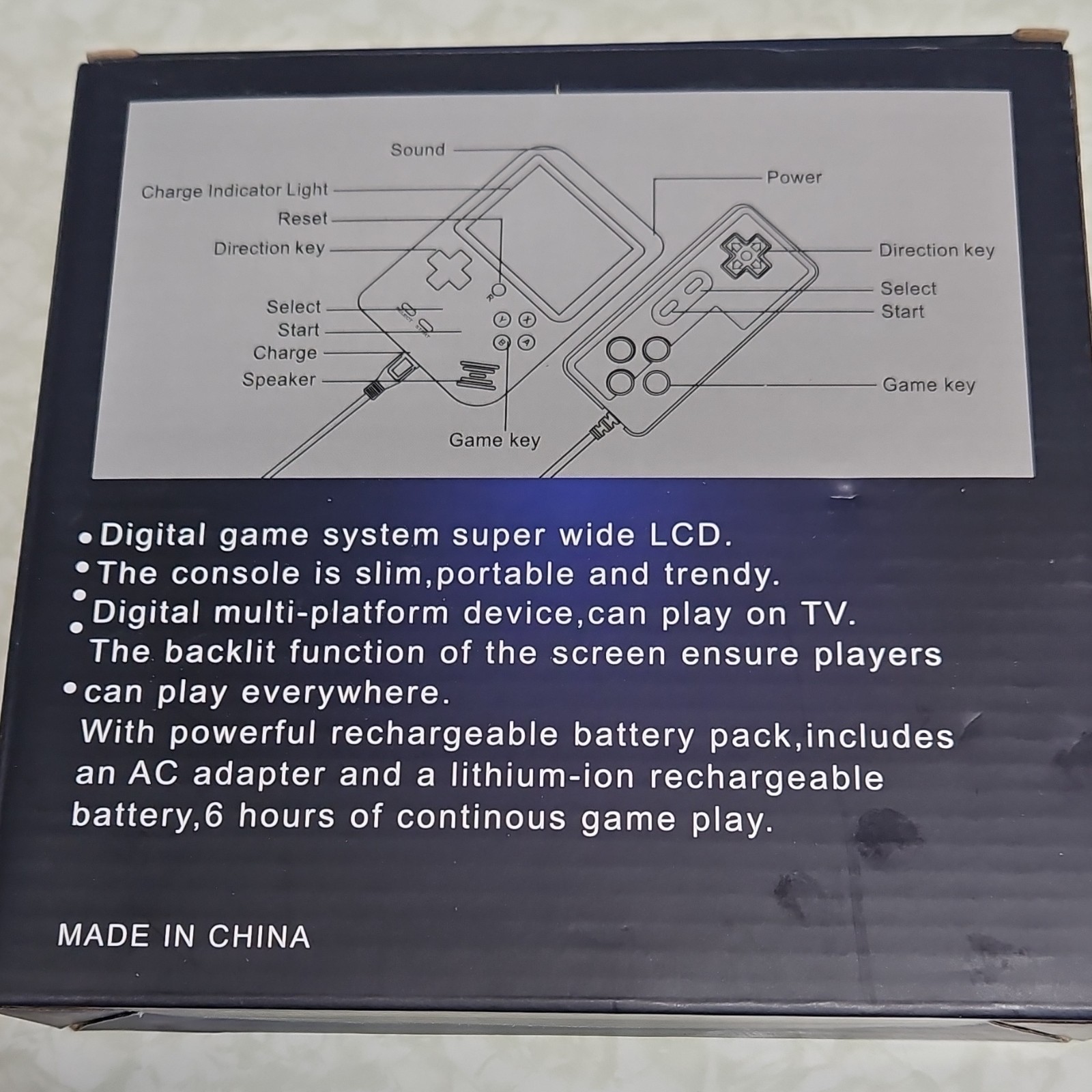 GB05CR Handheld Game System Large Screen HDMI TV Sync Backlit Rechargeable Black