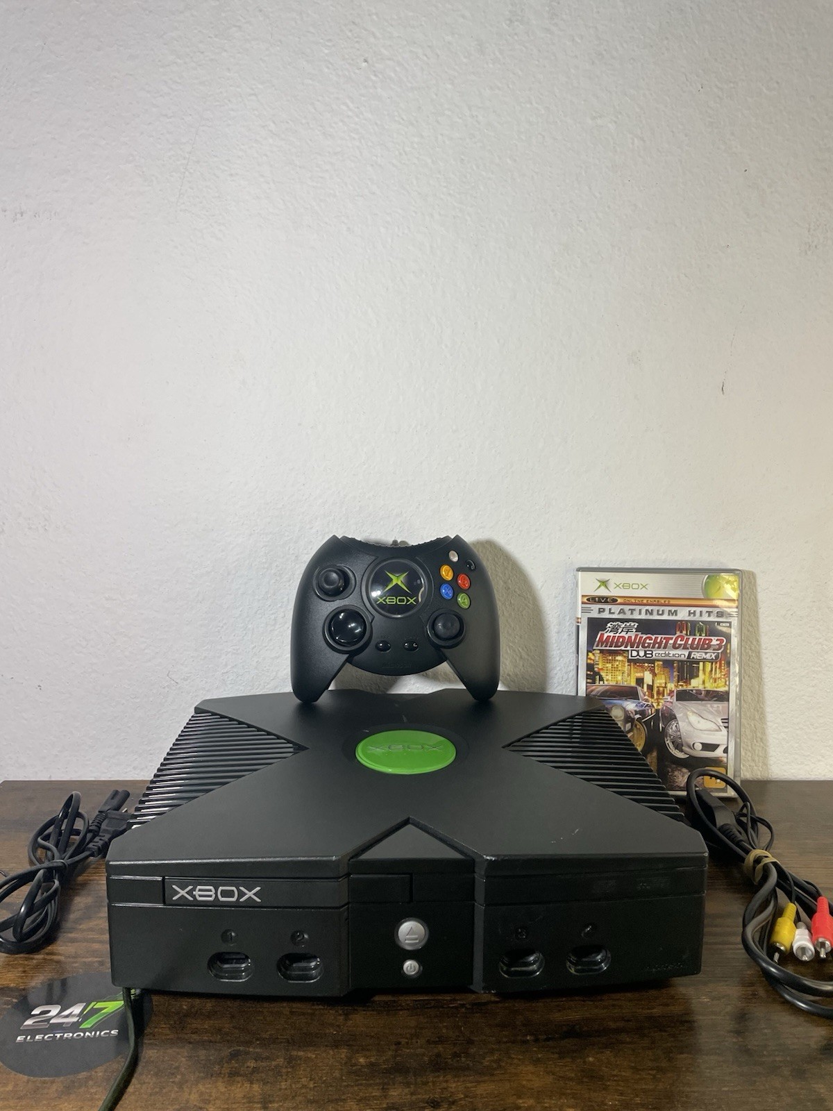 Original Xbox Microsoft Console Bundle Controller Cables Midnight Club TESTED