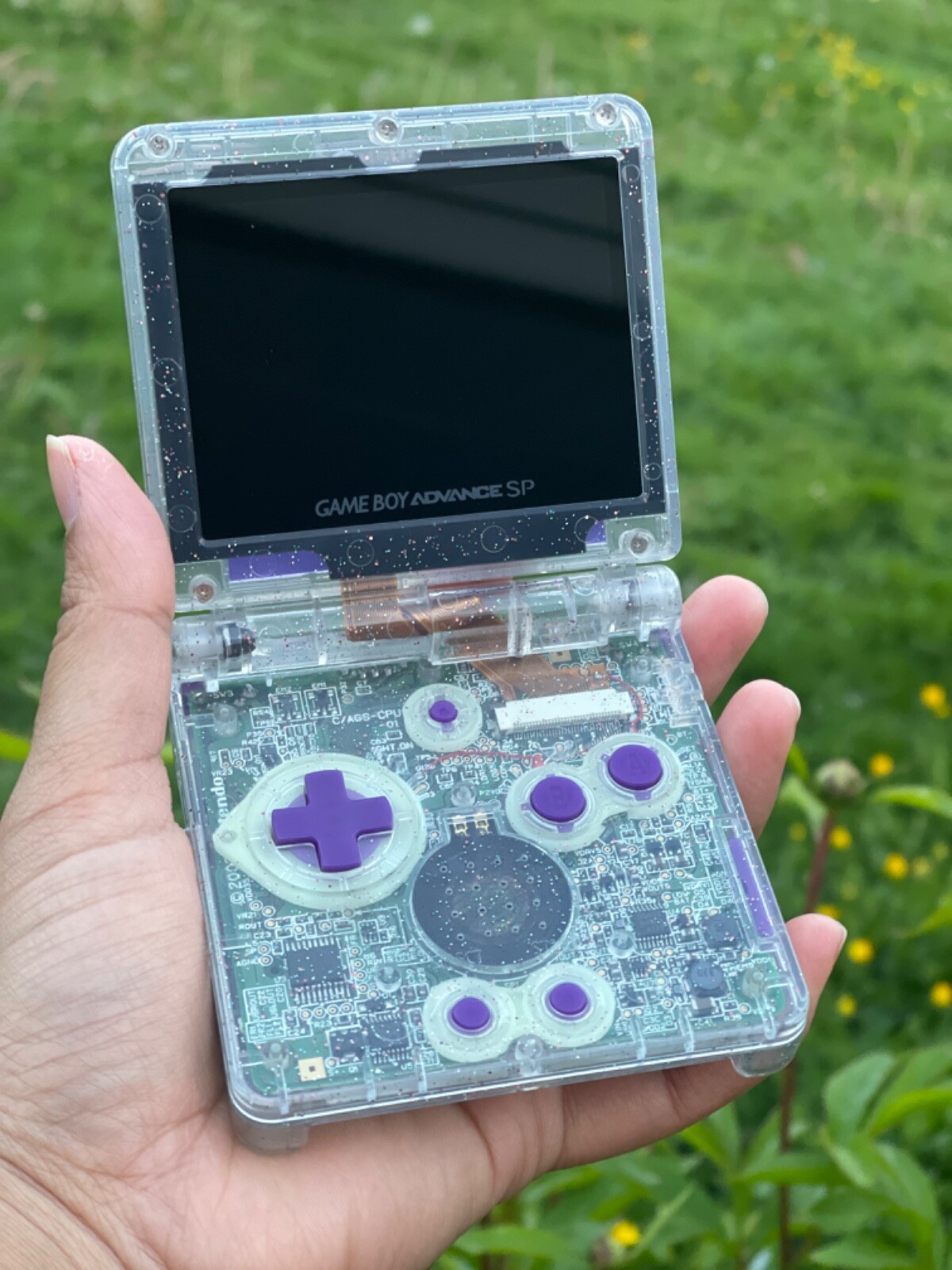 Custom Sparkly Nintendo Gameboy Advance SP Retro Console IPS Backlit & USB C Mod