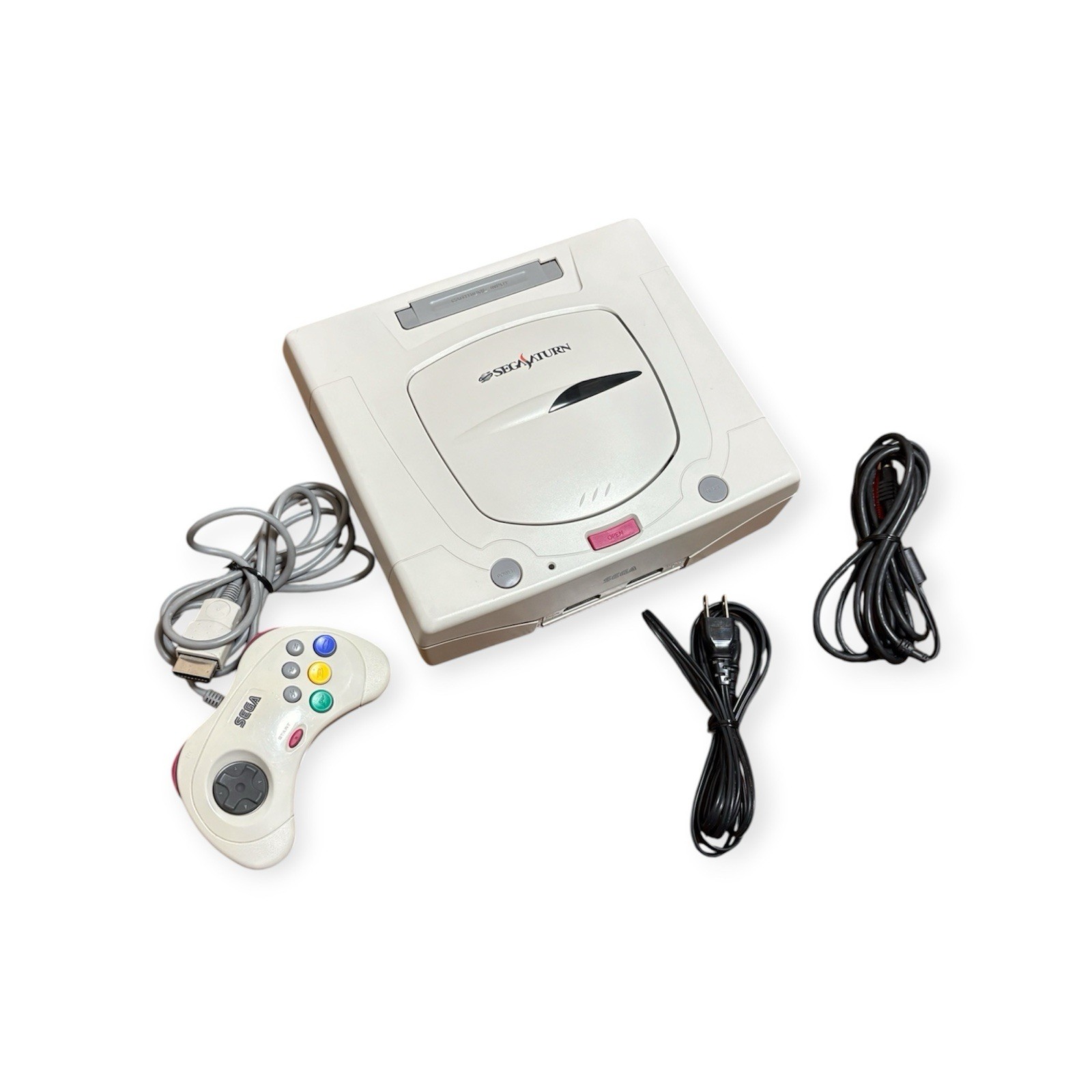 Sega Saturn Console White HST-3220 Controller Cables Set NTSC-J Japan Import