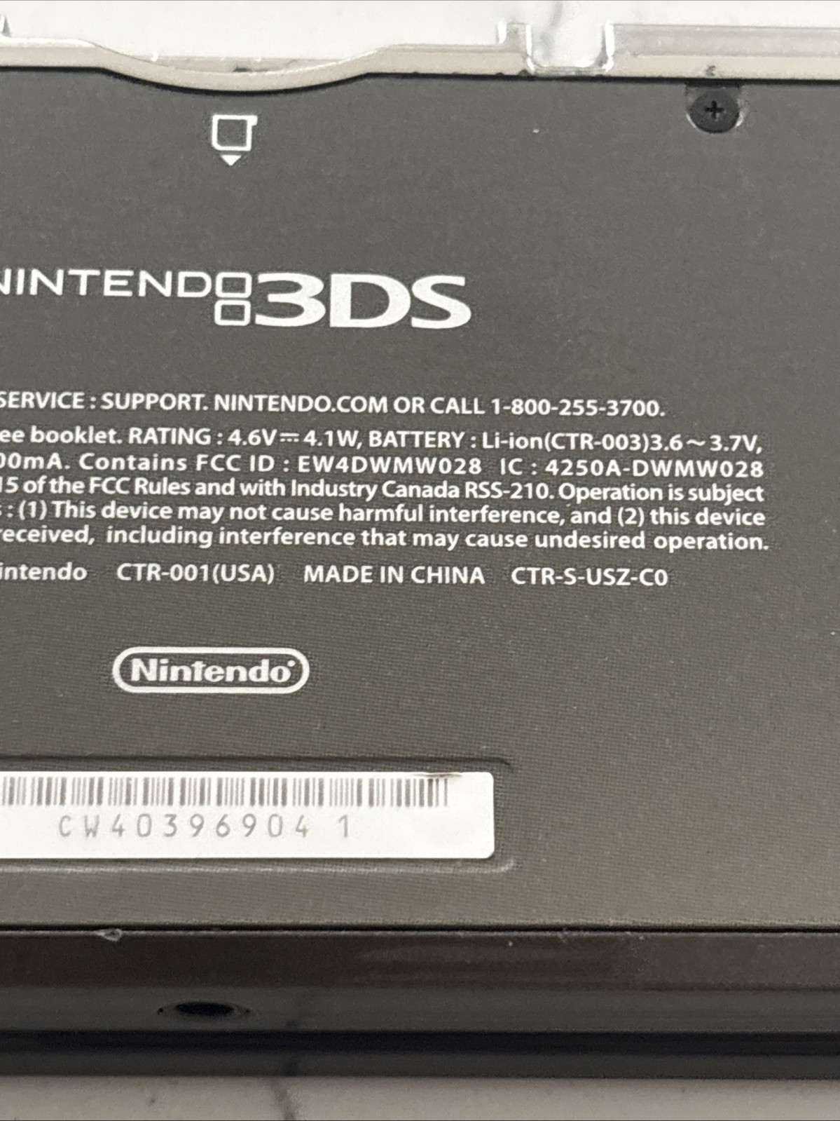 Nice! Nintendo 3DS Handheld Video Game Console Black CTR-001 (USA) US Model