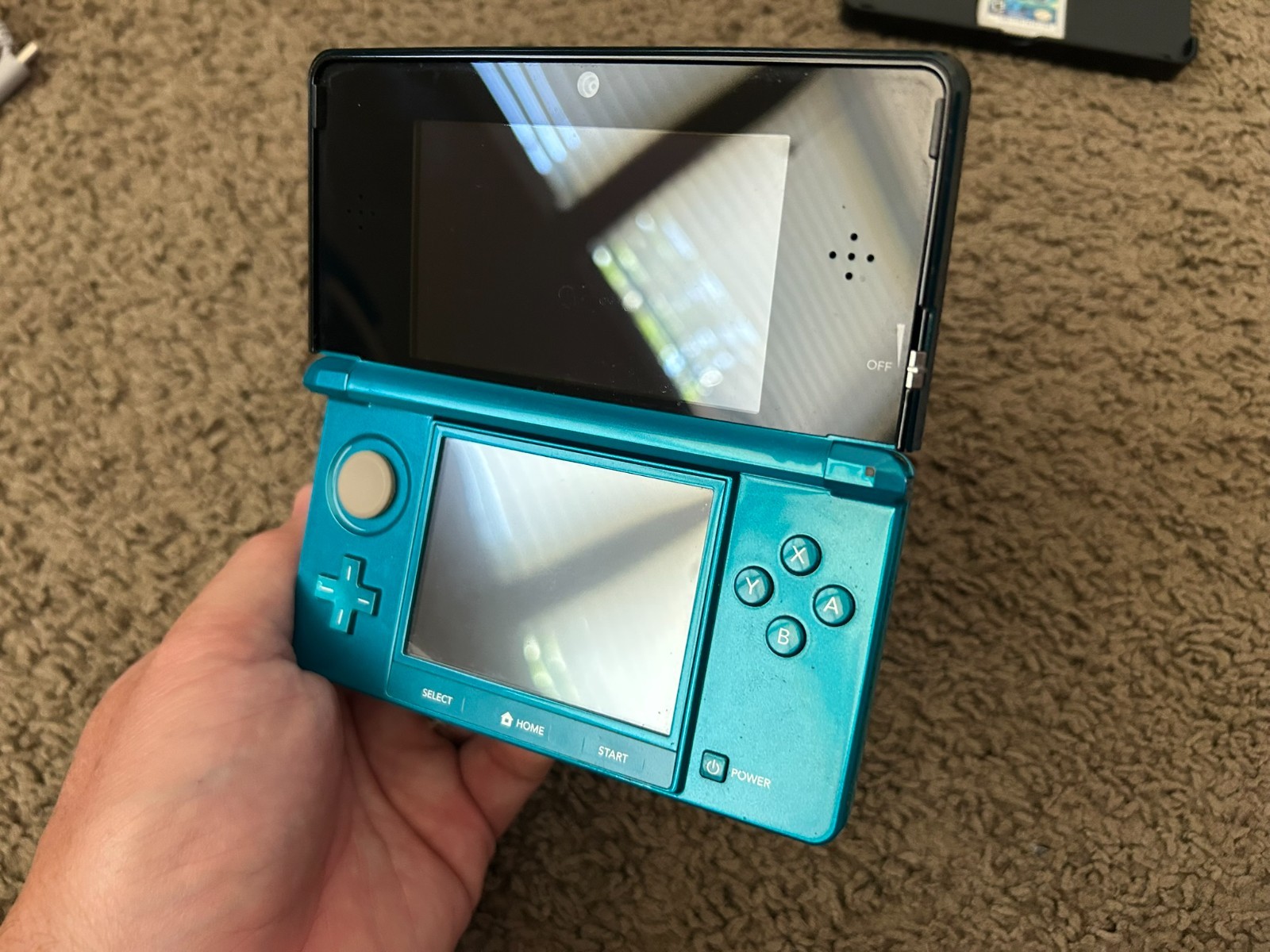 Nintendo 3DS Handheld System Aqua Blue + Pokemon: Alpha Sapphire bundle lot