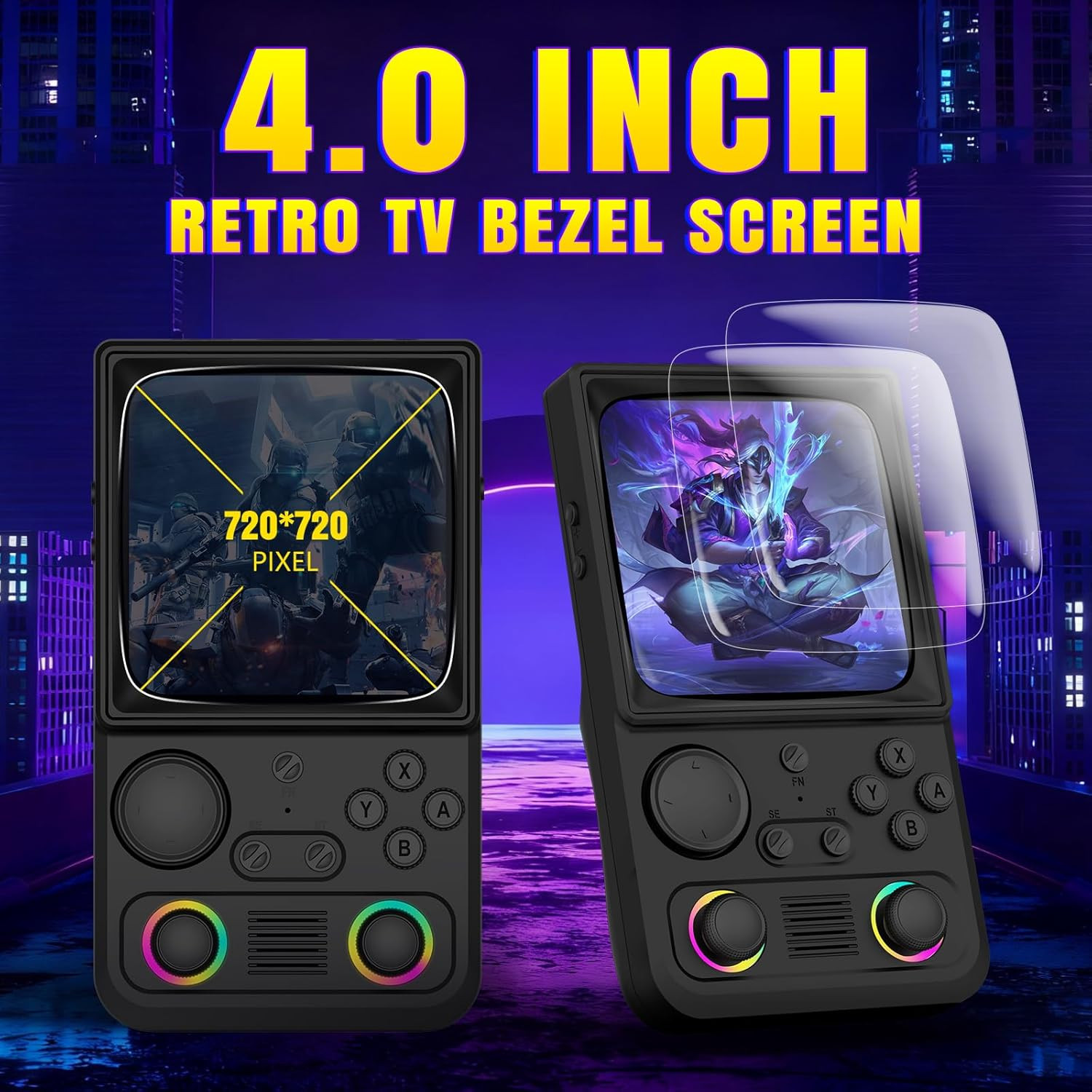 R36TMAX Upgraded Retro Handheld Game Console with 4000Mah Battery, 4.0” IPS Scr
