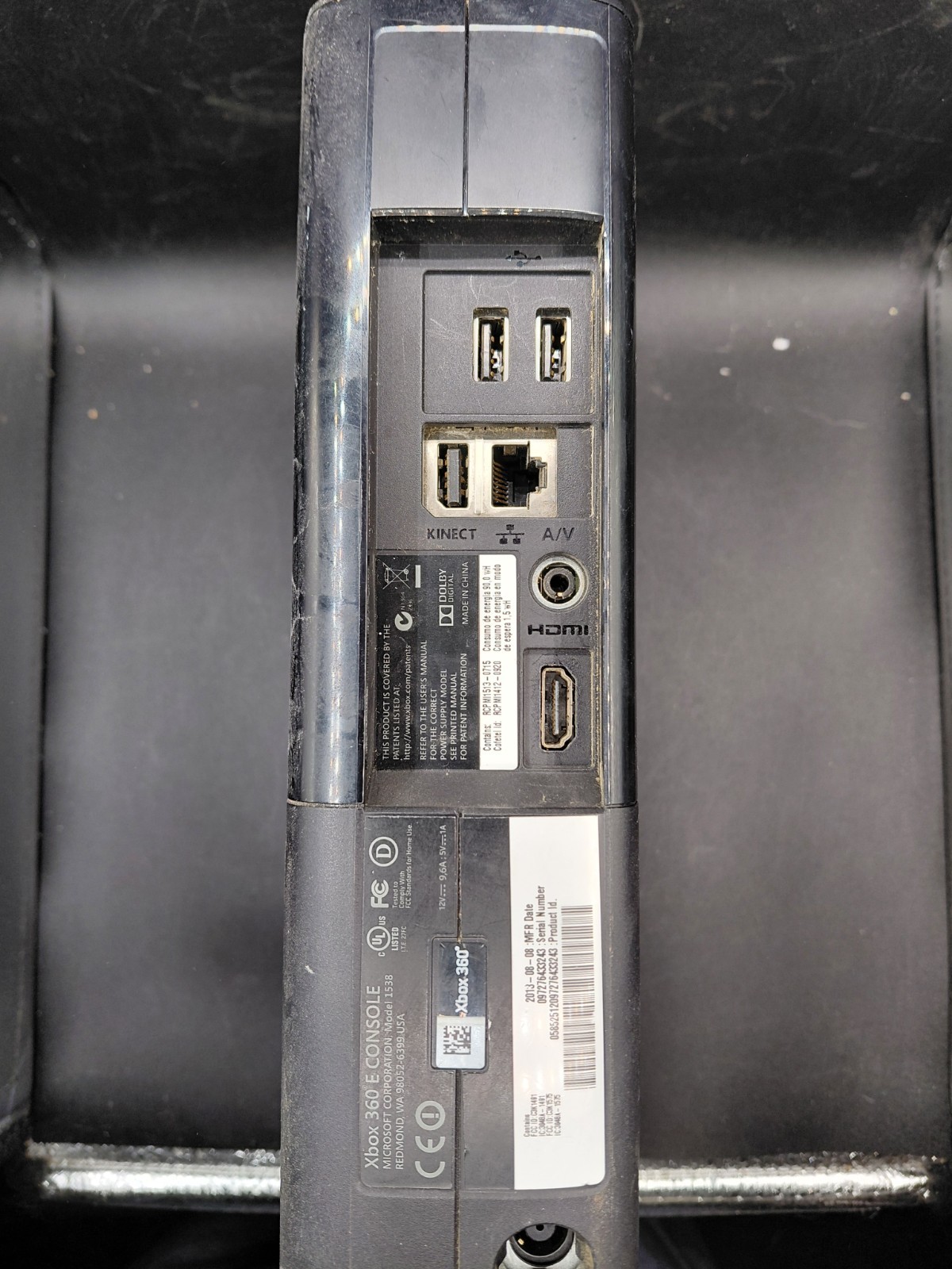 Xbox 360 E Console Model 1538 Black Tested Working Console And Power Supply