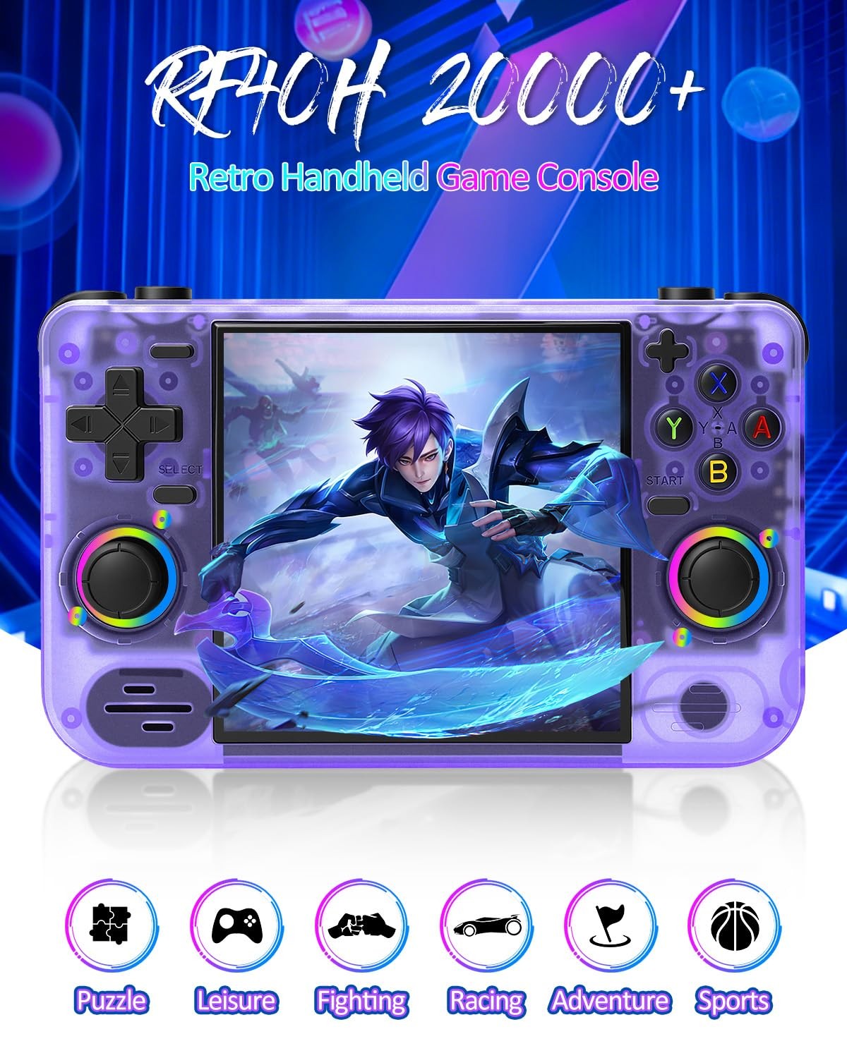 RF40H Retro Handheld Game Console, 4.0″ Retro Gaming Console, Built-in 20,000…