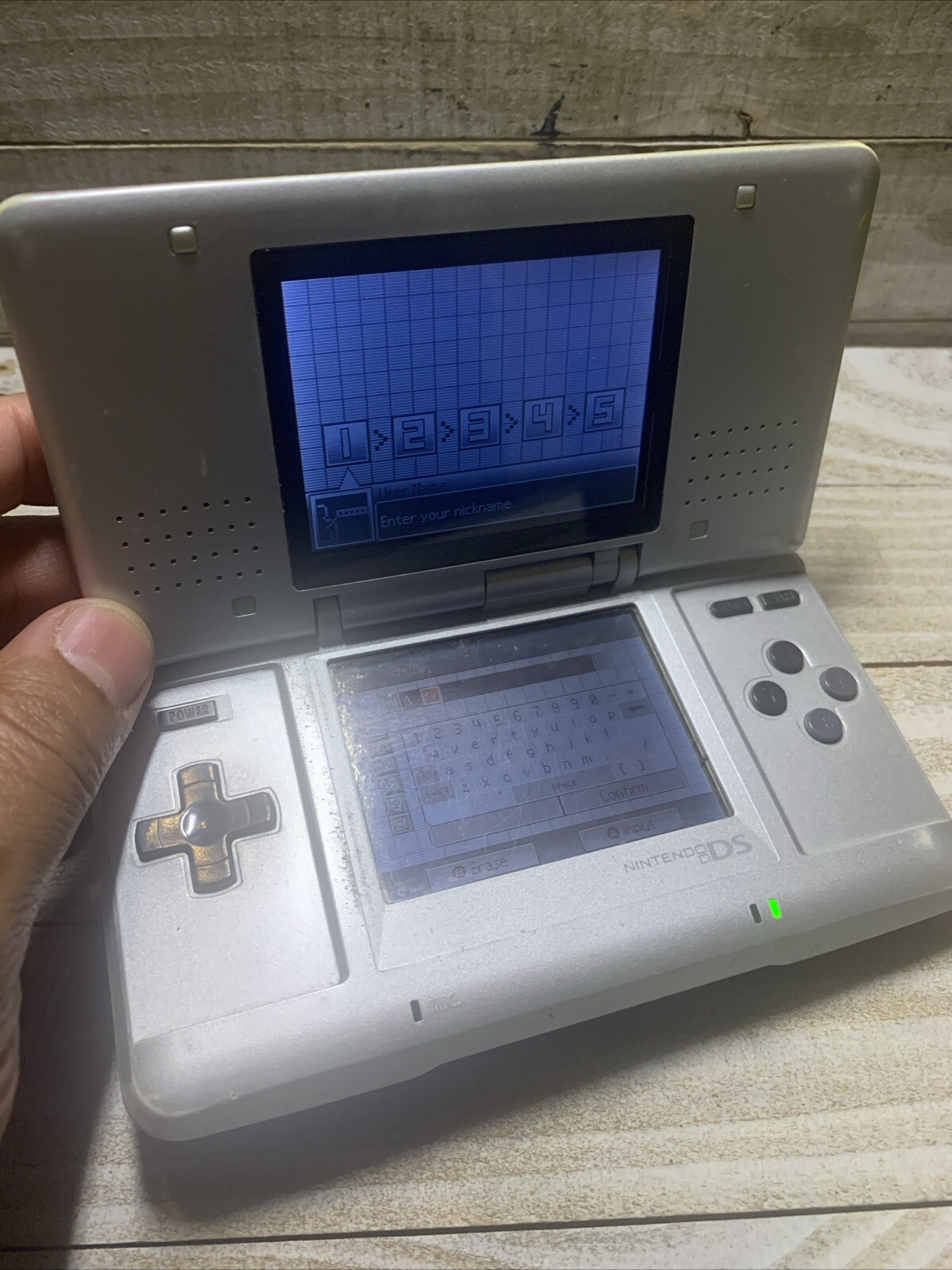 Original Fat Nintendo DS Silver W/ Stylus No Charger