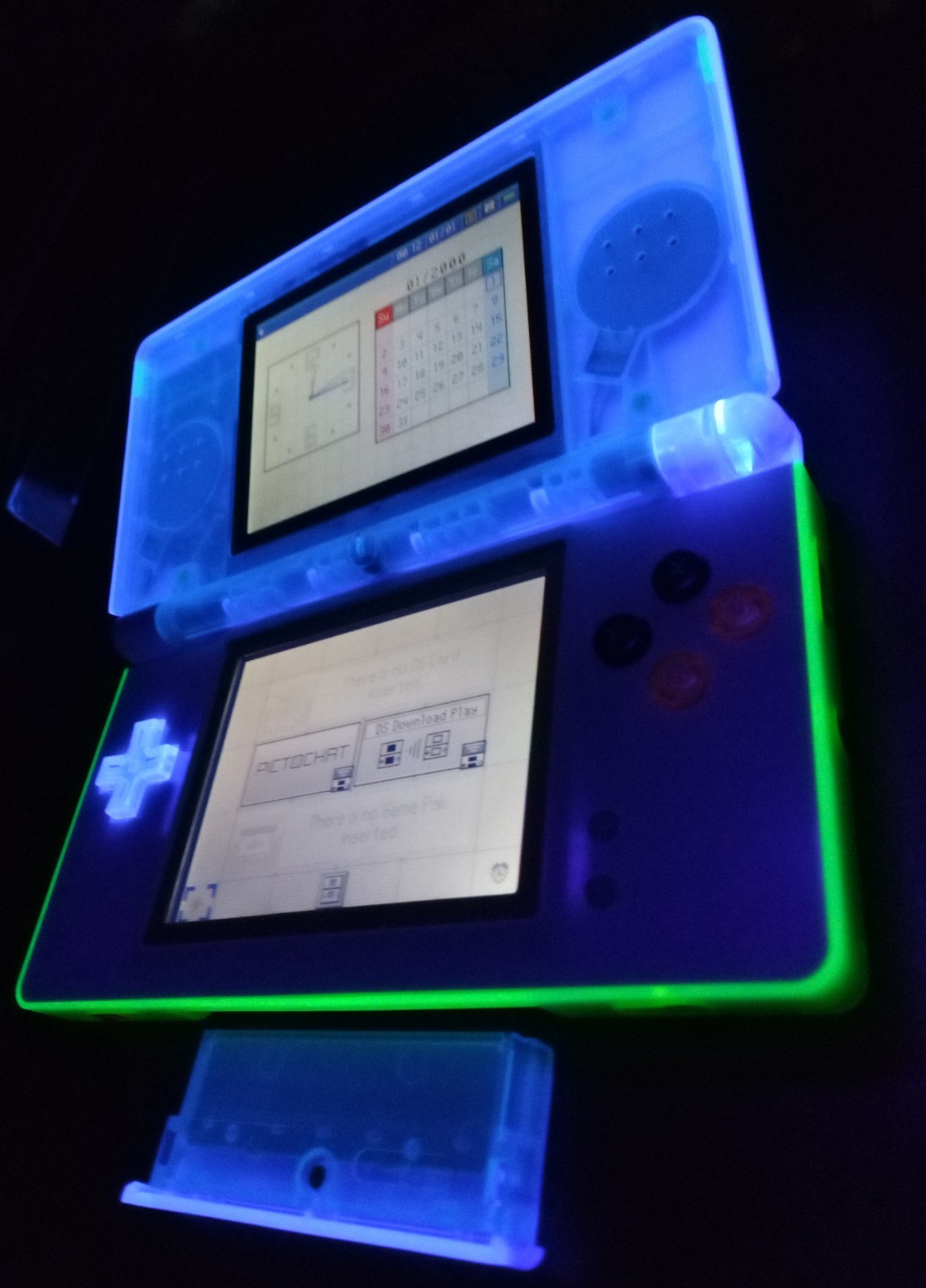 Nintendo DS Lite ReShell Purple Neon Yellow Blue Pink Gold USB Cable Gameboy GBA