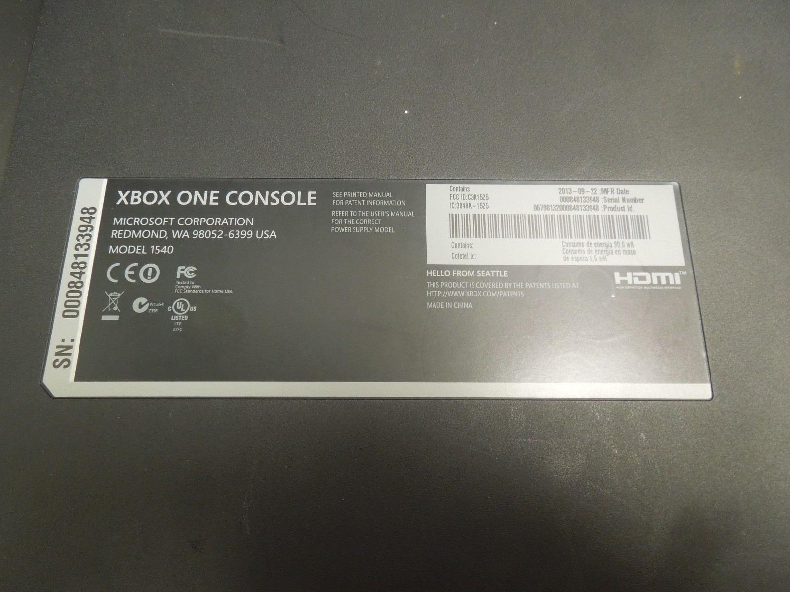 Microsoft Xbox One Black 1540 Console w/ Kinect 500GB Video Game System Console