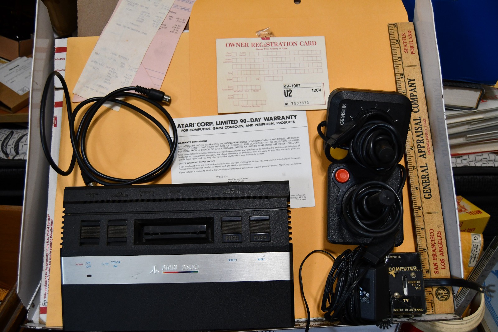 Vintage 1984 Atari 2600 Two Joysticks TV Switch Box