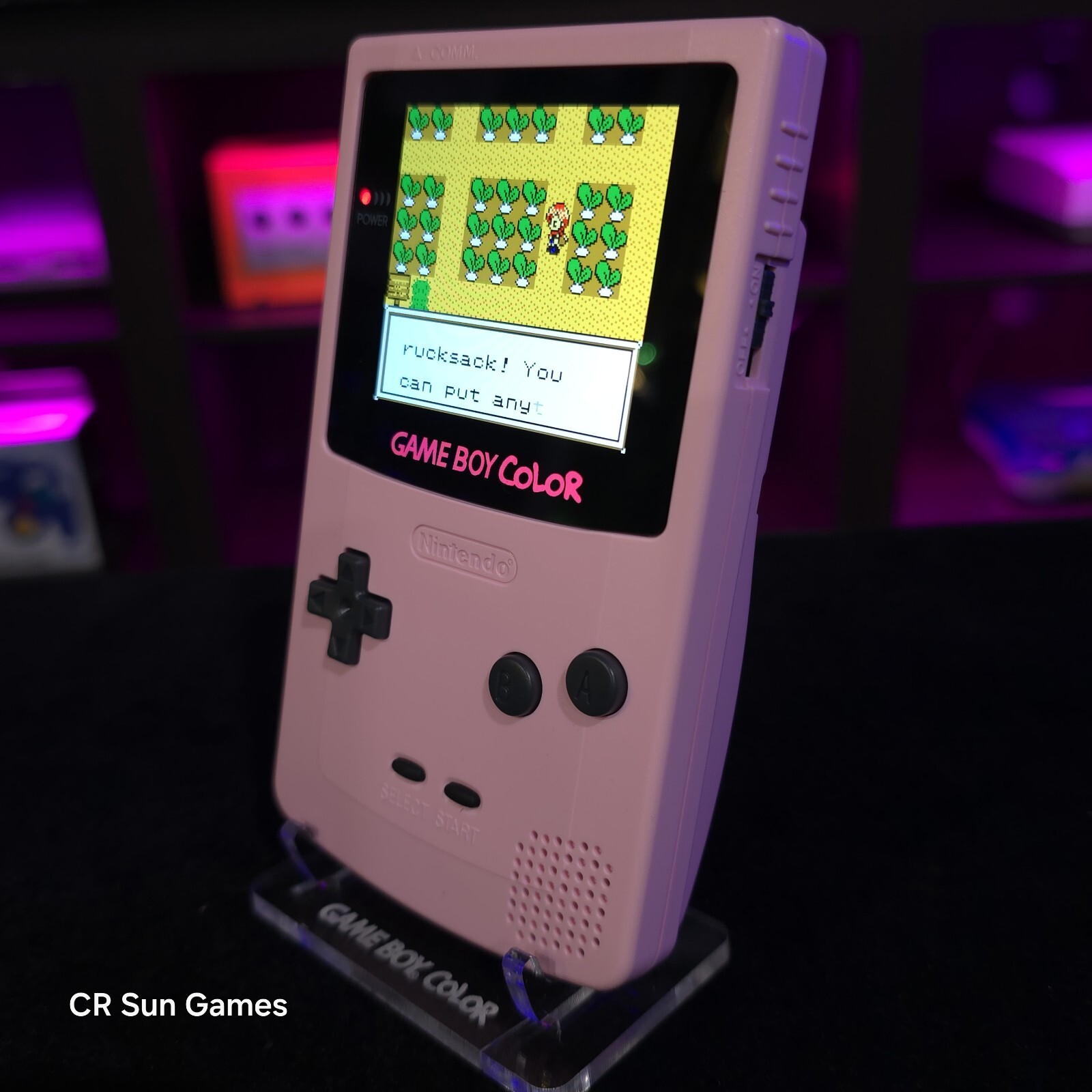 Pink Gameboy Color Console OLED Touch Screen And USB-C Rechargeable Battery