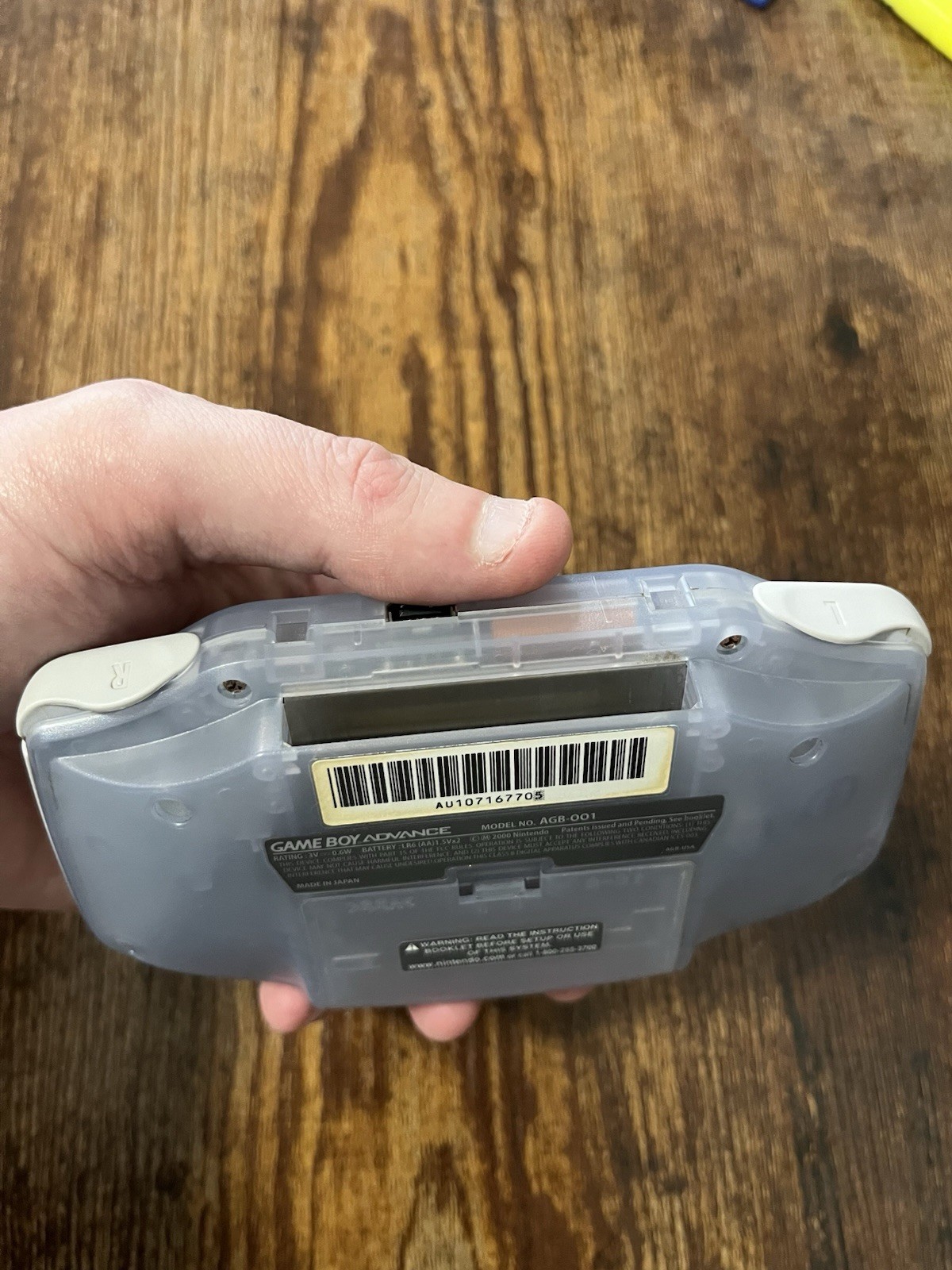 Nintendo Game Boy Advance AGB-001 Glacier Console w/ licensed carry case -tested