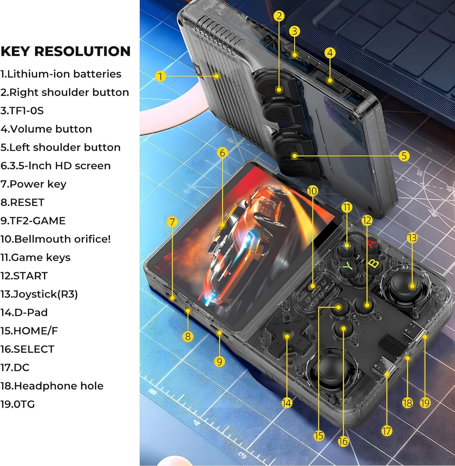 R36s Pro Retro Handheld Game Console, 3.5in IPS , 128GB Preloaded with 40000+…