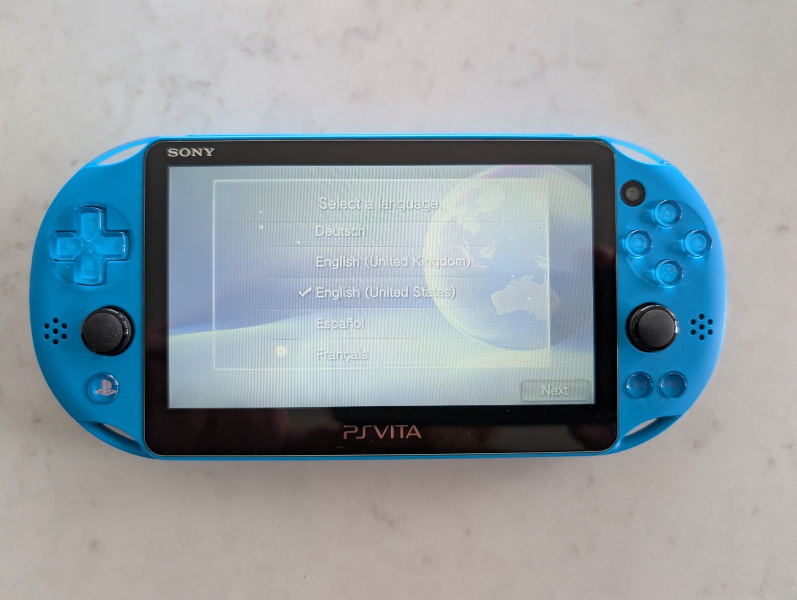 Sony PlayStation Vita PCH-2001 – Aqua Blue. Original box & carry case.