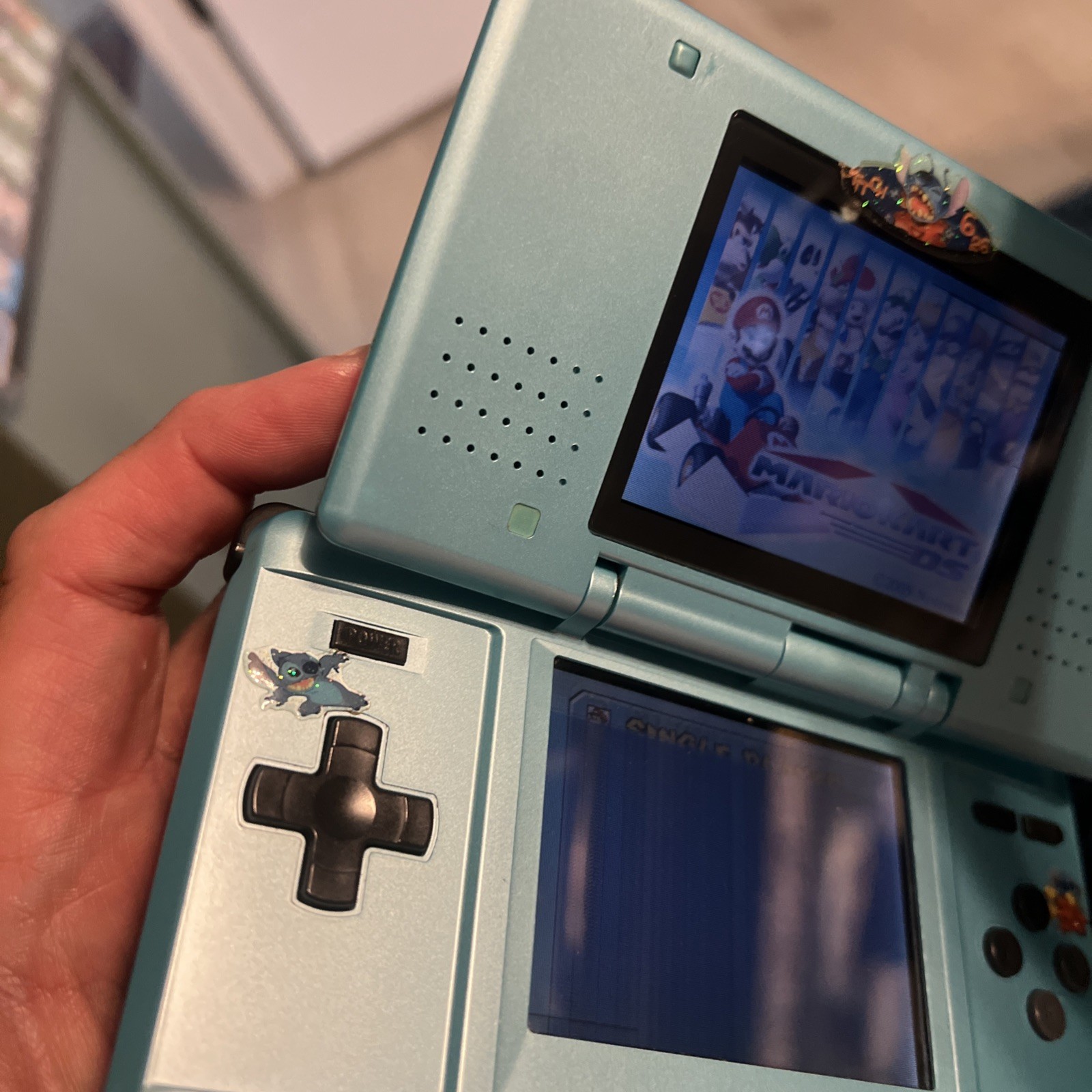 Nintendo DS Sky Blue Console Stylus.Backup New Battery.MARIO KART.Charger.MEP