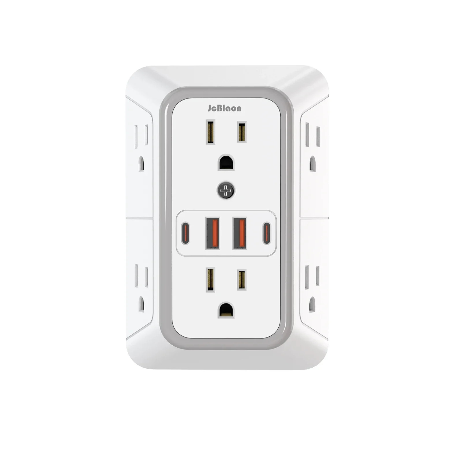 US Multi Socket Wall Socket with 6 AC Outlets 4 USB Port(2 Type C), Universal Pl