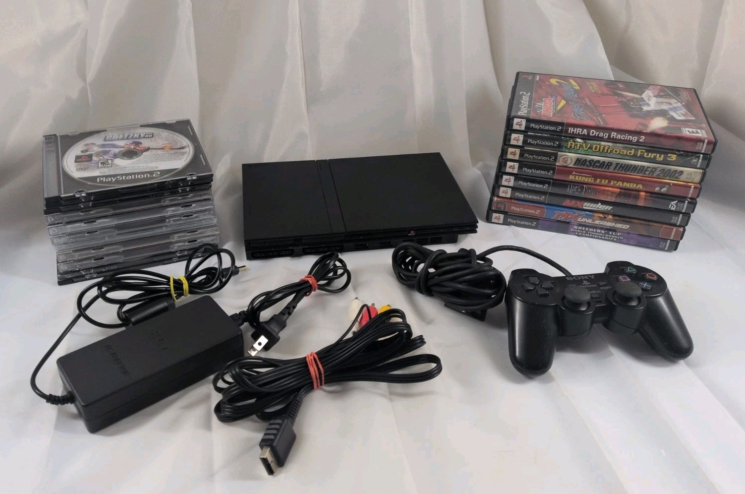 Sony PlayStation 2 Slim PS2 Console SCPH-77001 & 19 Game Bundle w/ Controller…