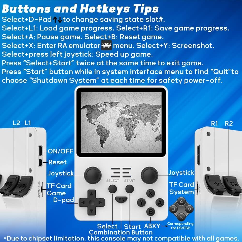 PixeI PIay Handheld Game Console 3.5 inch Preinstalled Video Games 64GB White
