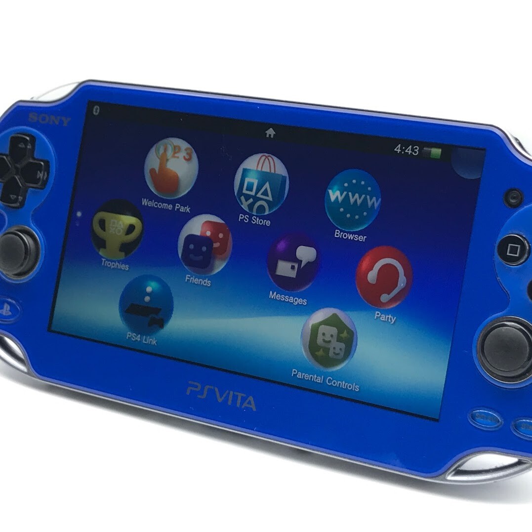 SONY PS Vita PCH-1000 Sapphire Blue Wi-Fi OLED FW:3.65 w/ Charger “Mint”