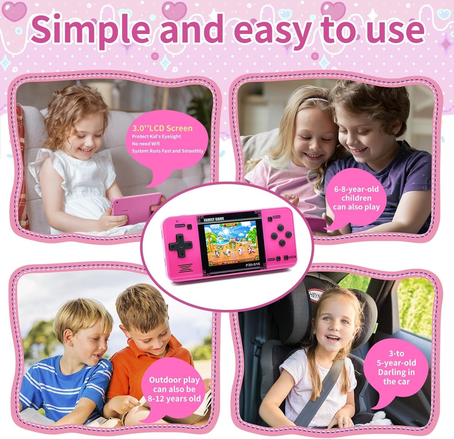 Handheld Game for Kids -Preloaded 220 Retro Video Games, Portable Gaming Play…
