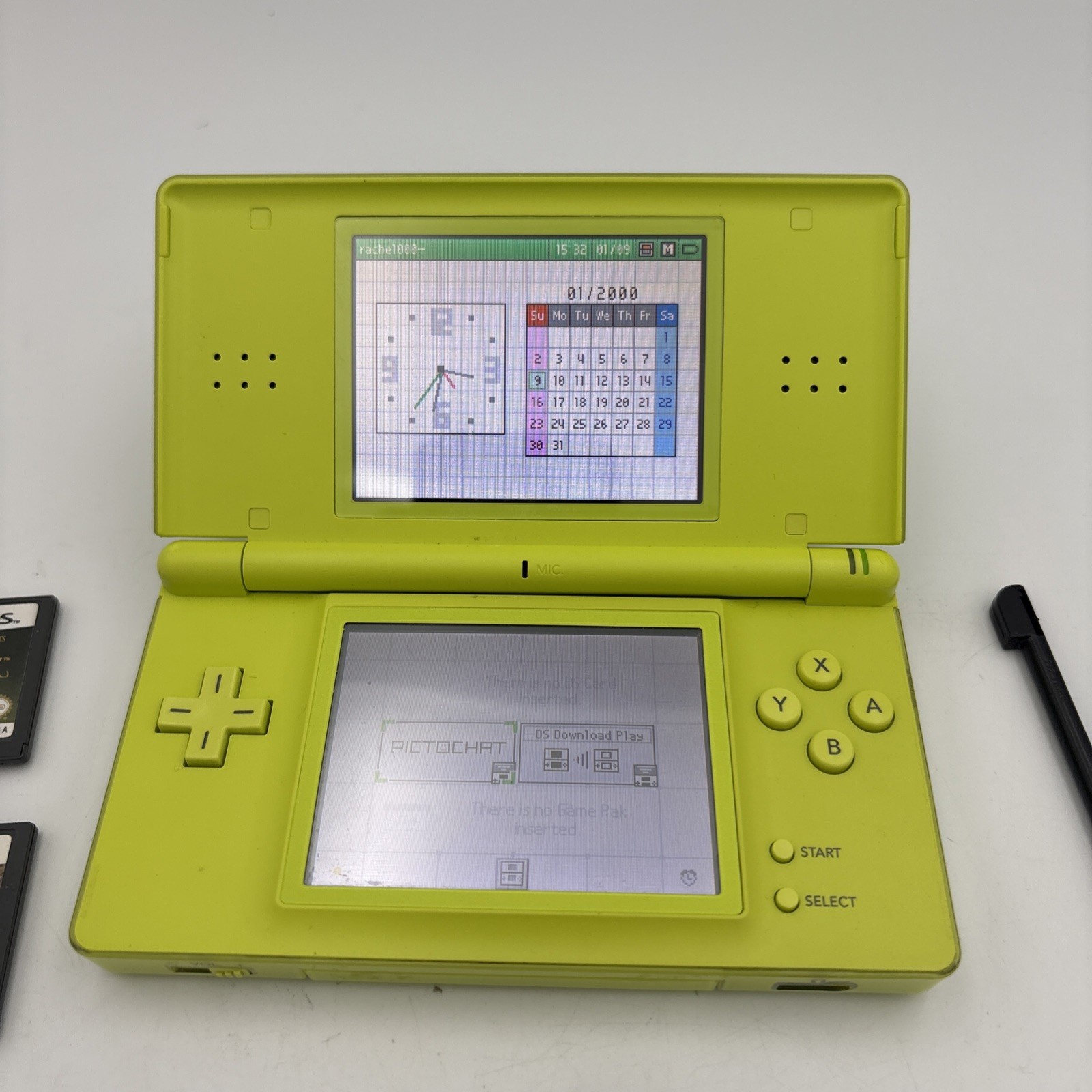 Nintendo DS Lite Lime Green Handheld W/ Charger and Stylus 2 Games New Battery!
