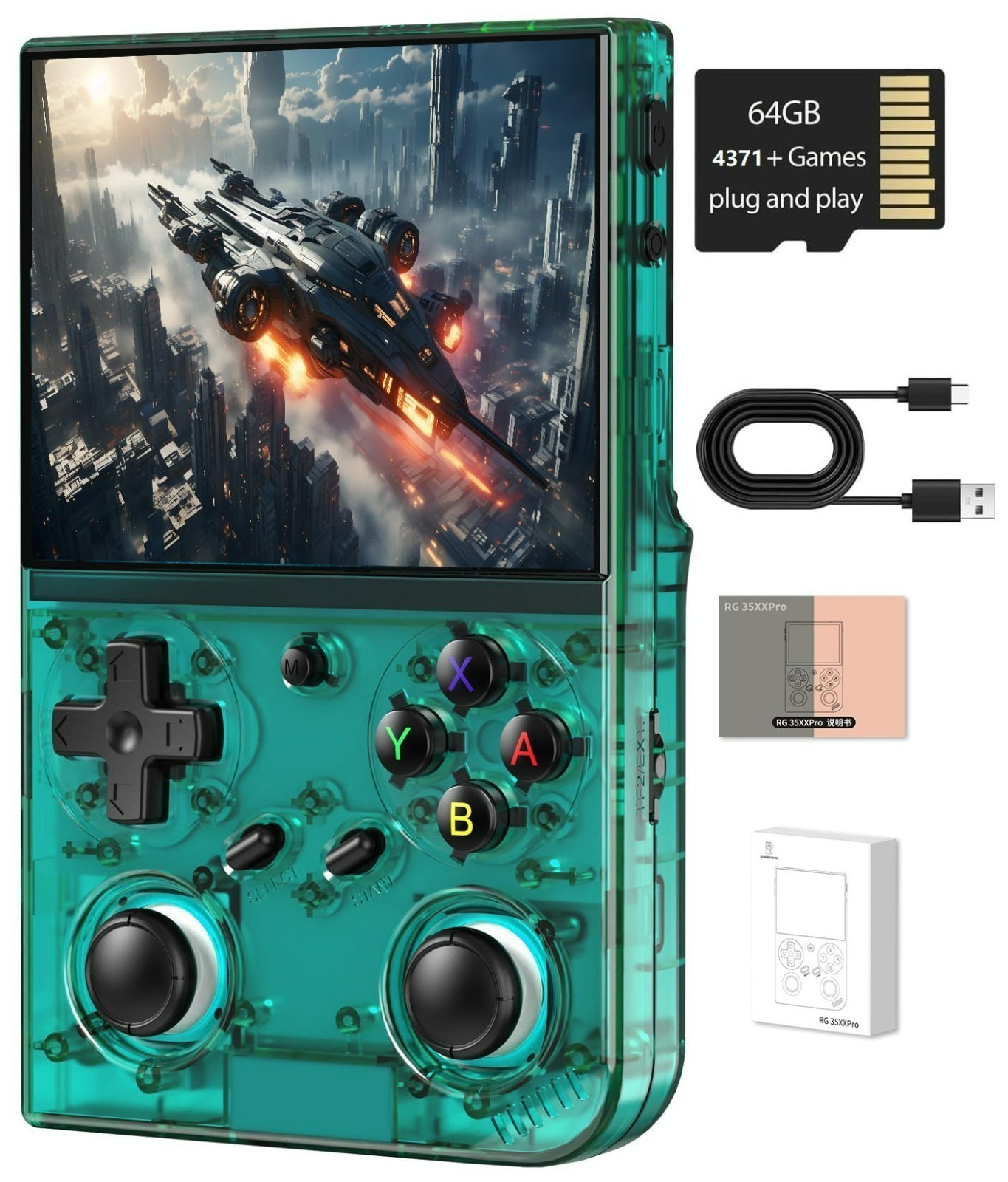 Green Retro RG35XX Pro 3.5″ Handheld Game Console IPS HDMI WiFi 64G+4353 Games