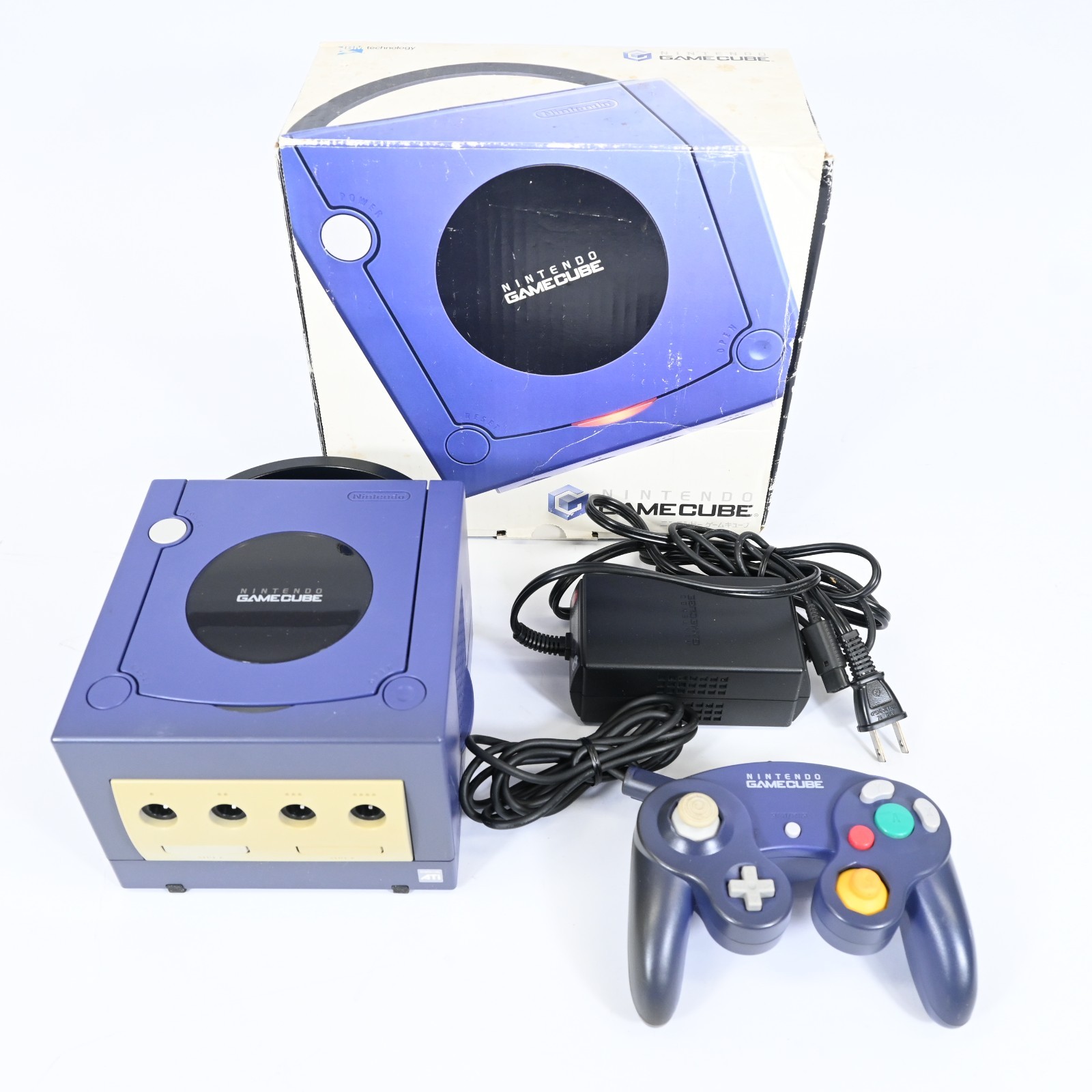 Nintendo GameCube DOL-001 Indigo Blue Console Complete in Box Tested Working