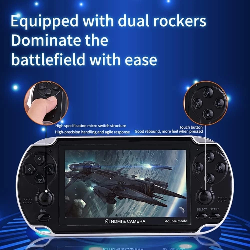 Portable X7 Plus Game Console – 10,000 Retro Games, Dual Player 4.3-Inch Screen