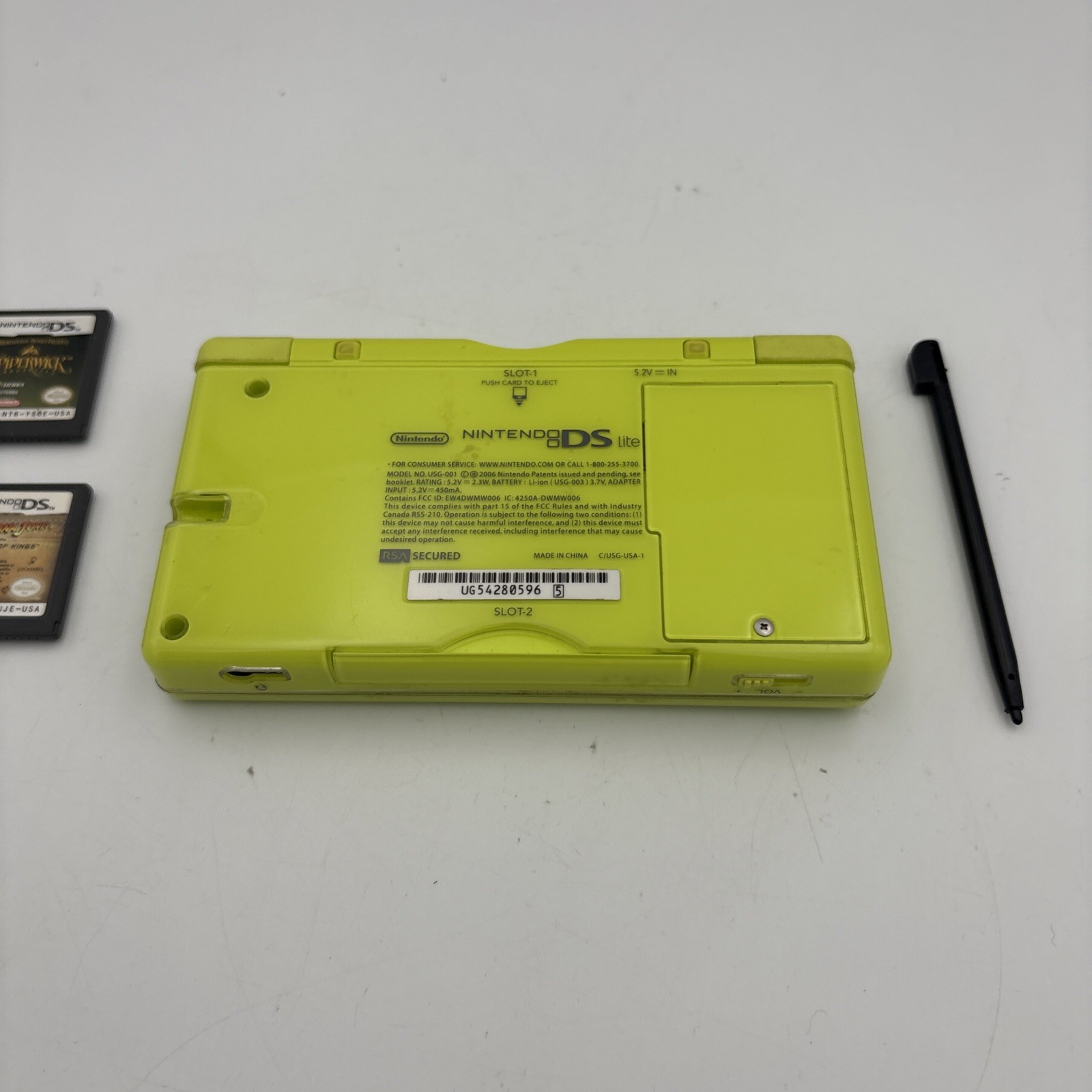 Nintendo DS Lite Lime Green Handheld W/ Charger and Stylus 2 Games New Battery!