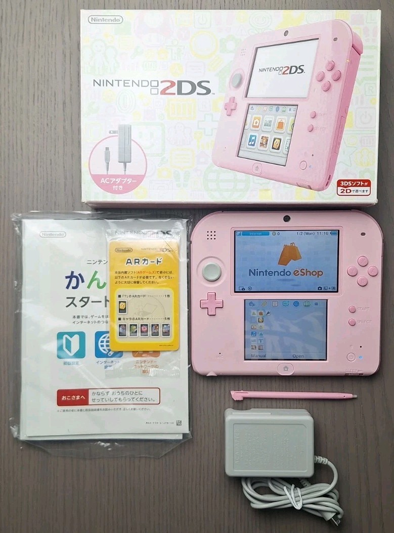 Nintendo 2DS Pink Region Free Console 16GB Tested Excellent Condition CIB