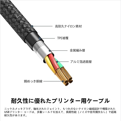 LpoieJun 5m USB 2.0 Printer Cable Type A Male to Type B Male Durable Nylon