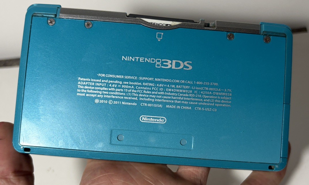 Original Nintendo 3DS Handheld System Aqua Blue Tested Working Console With Game