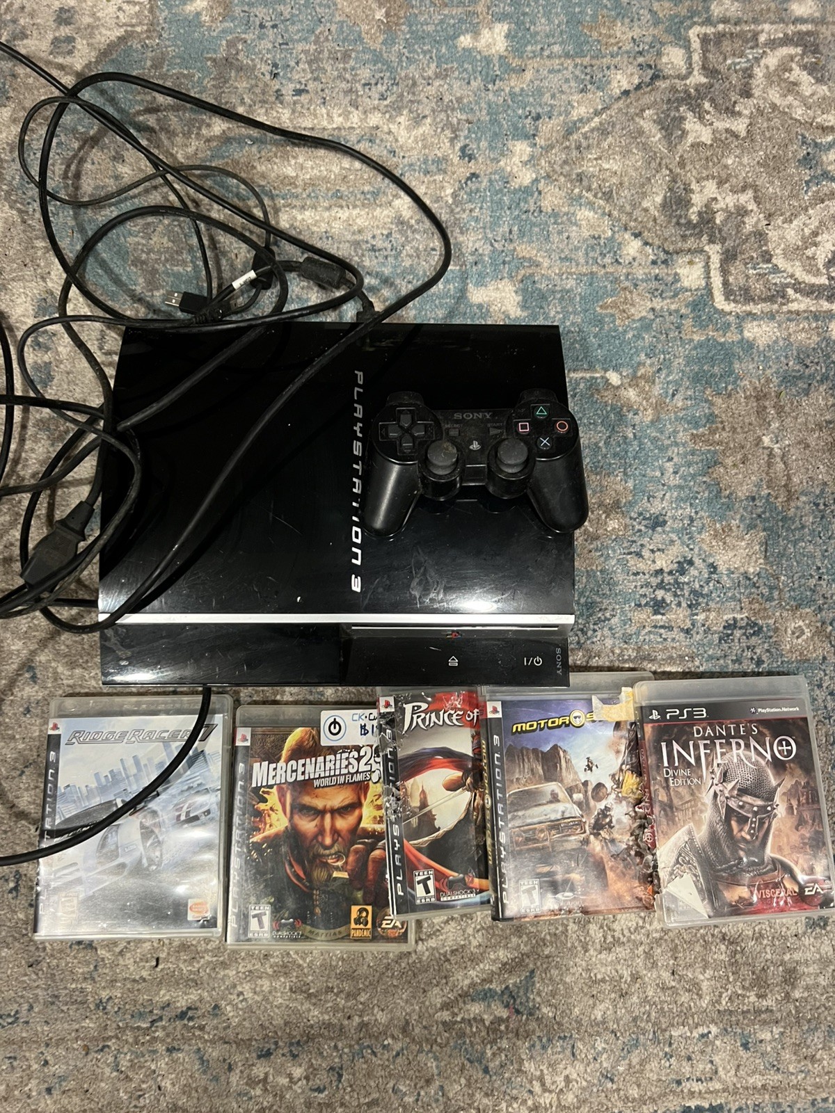 Sony PlayStation 3 CECHL01 Gaming Console 60 Hz Black/C 2008 Model +4 Games PS3