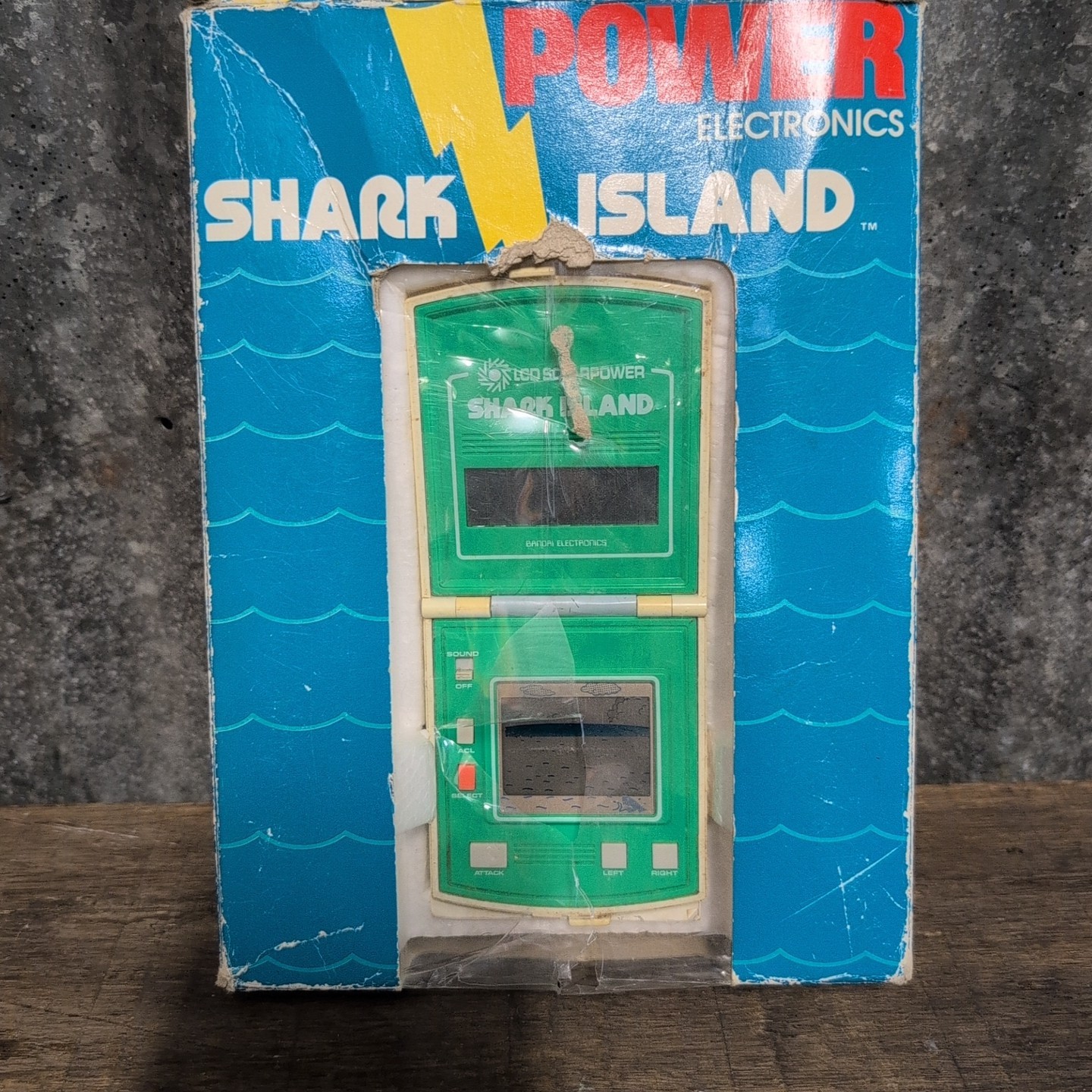 Solar Powered Shark Island Game Bandai Electronics VINTAGE 80s Handheld In Box