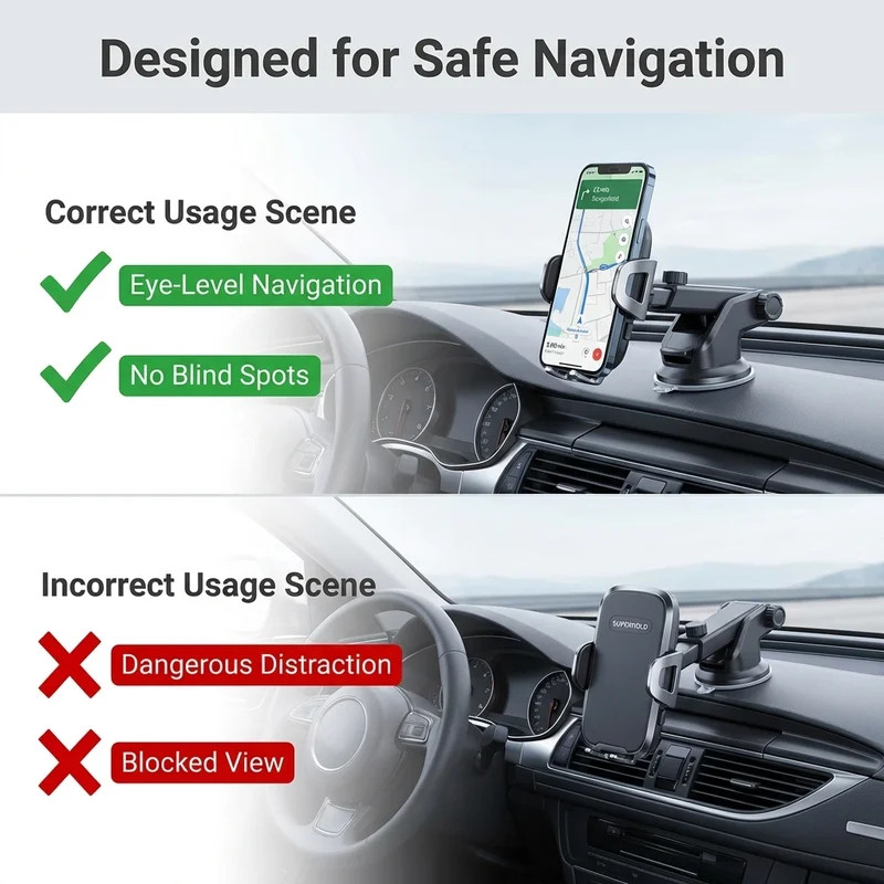 Universal Car Phone Holder Multi-Scene One-Click Lock Strong Suction 360° Rotati