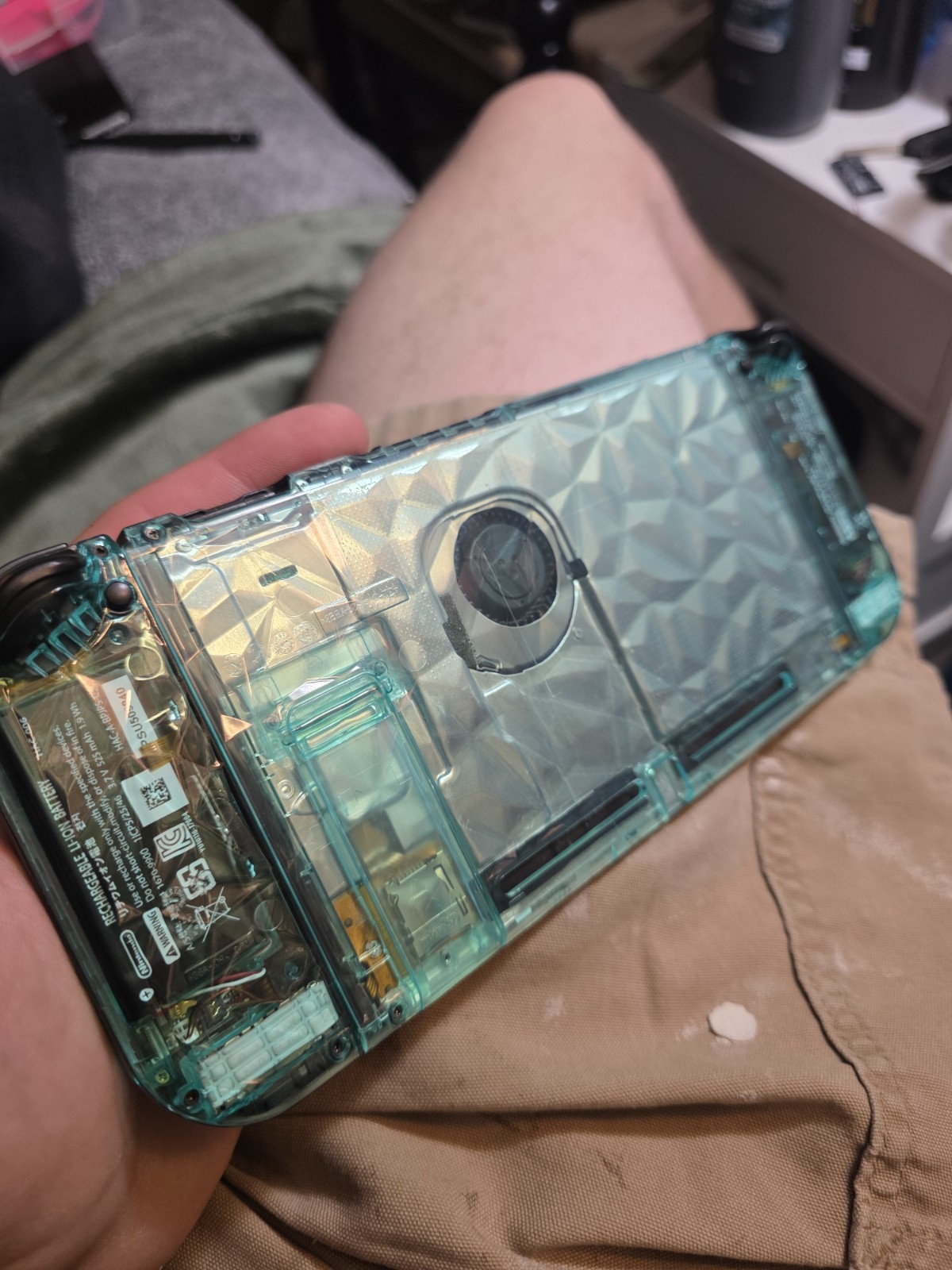 Nintendo Switch Handheld Console Custom Transparent Blue/Clear Shell w/ Joy-Cons